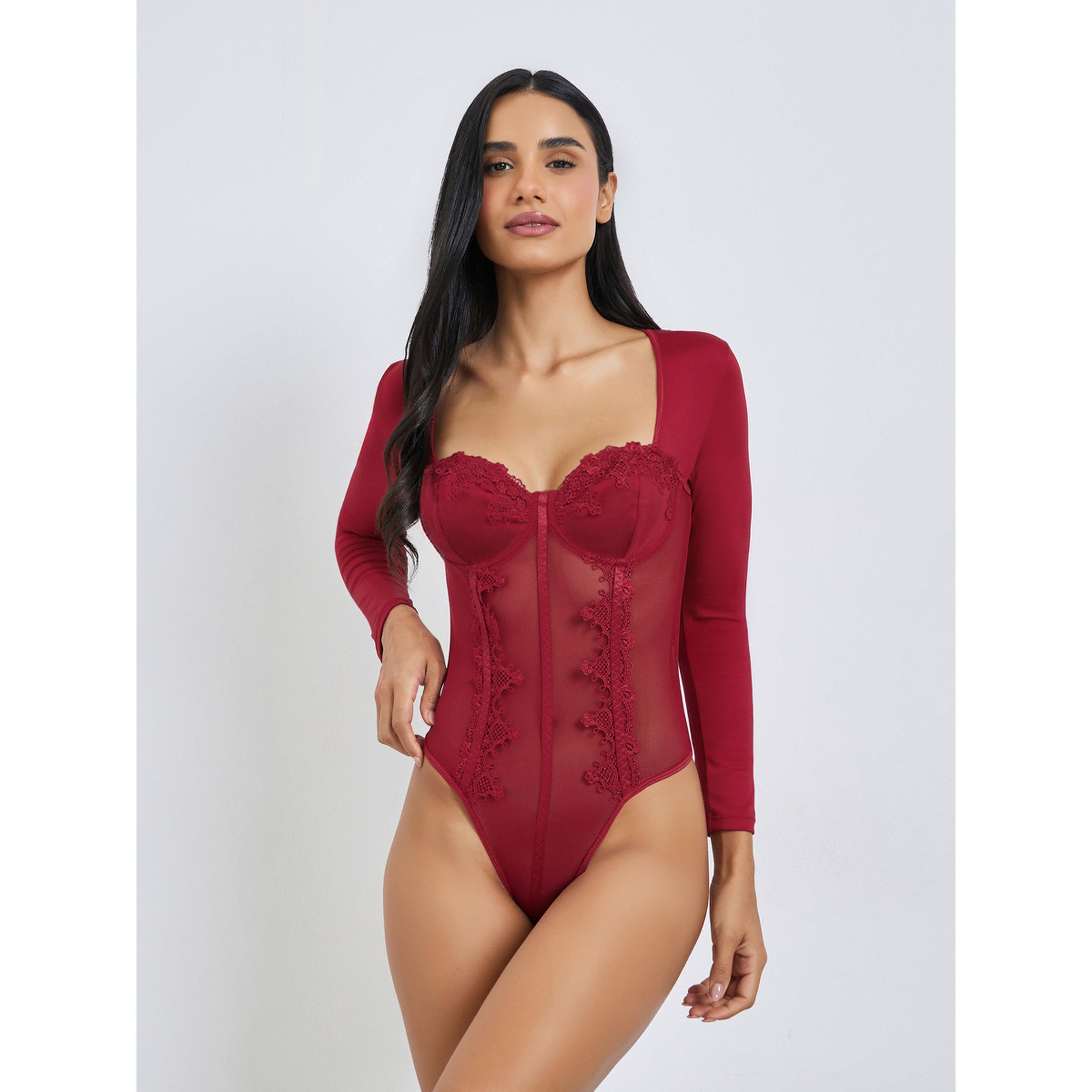 بودي سوت بتفاصيل شبكية ودانتيل-women-clothing-lingerie-babydollsandbodysuits-image-1