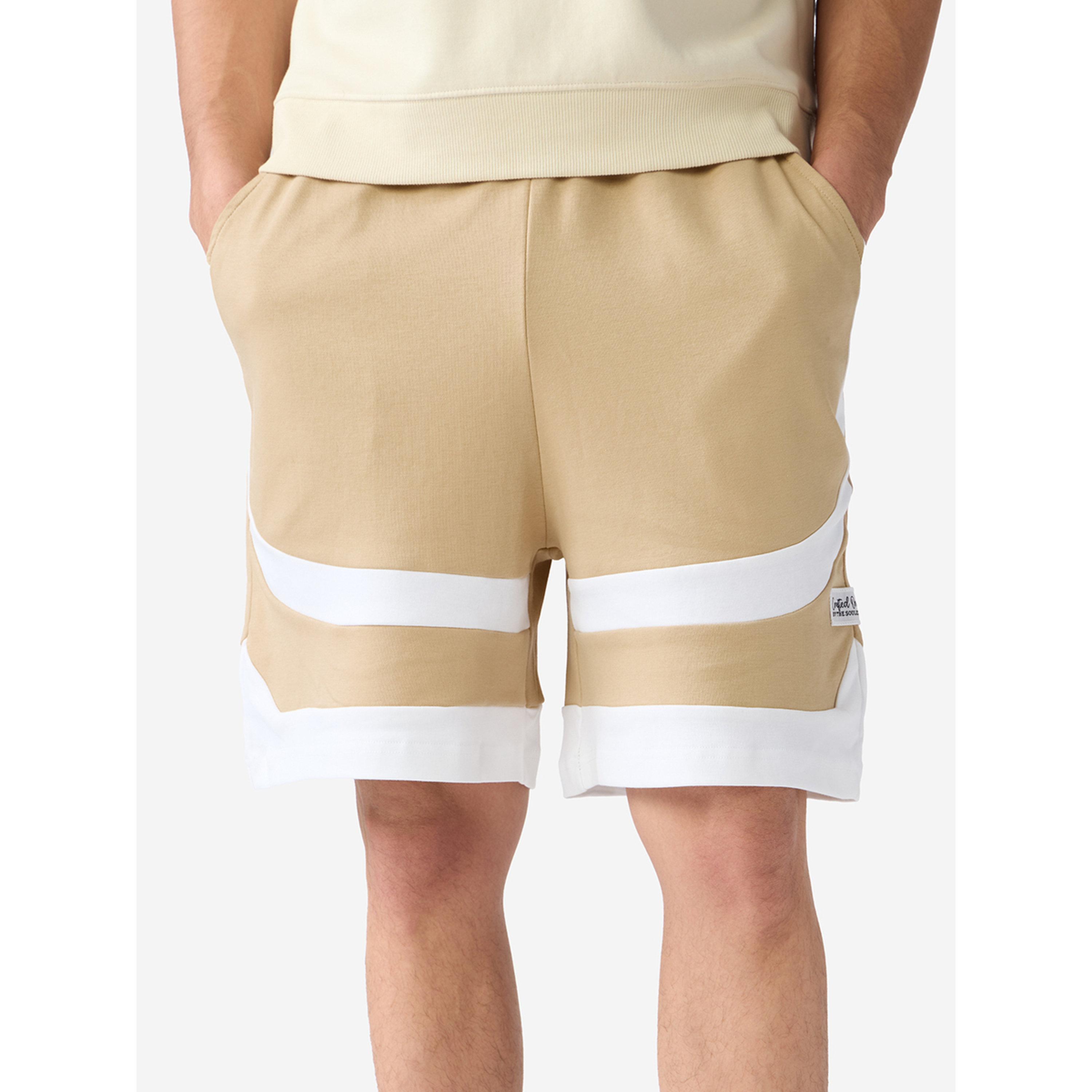 The Souled Store X Styli Men Beige Color Block Knee-Length Shorts-men-clothing-swimandbeach-shorts-image-1