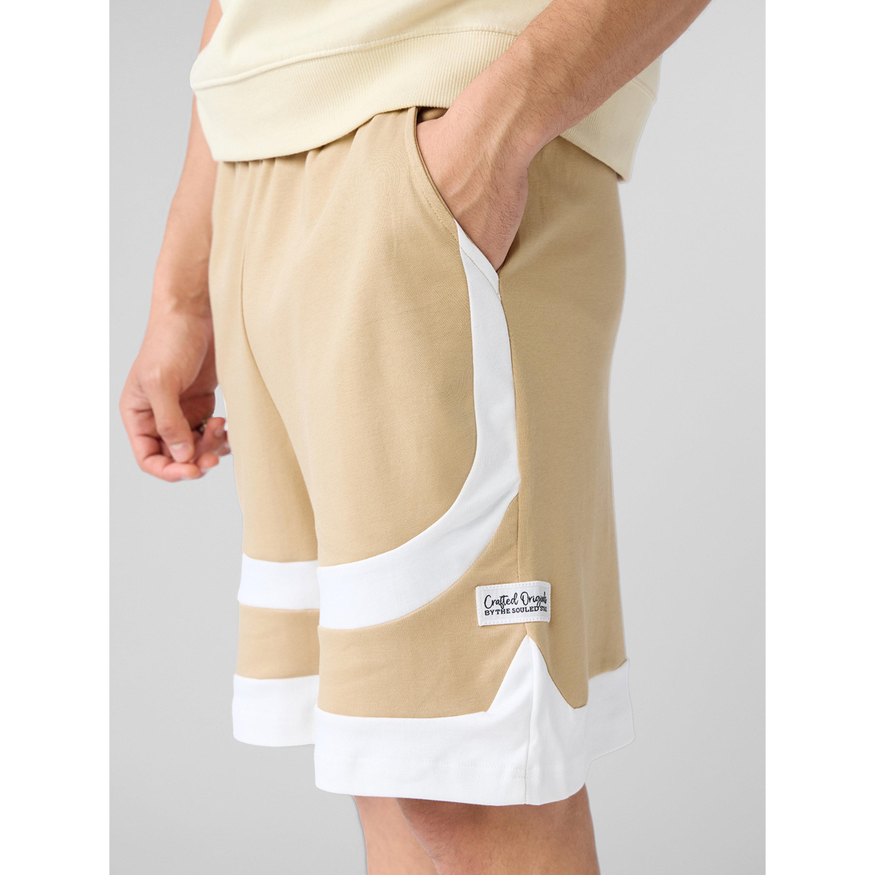The Souled Store X Styli Men Beige Color Block Knee-Length Shorts-men-clothing-swimandbeach-shorts-image-6
