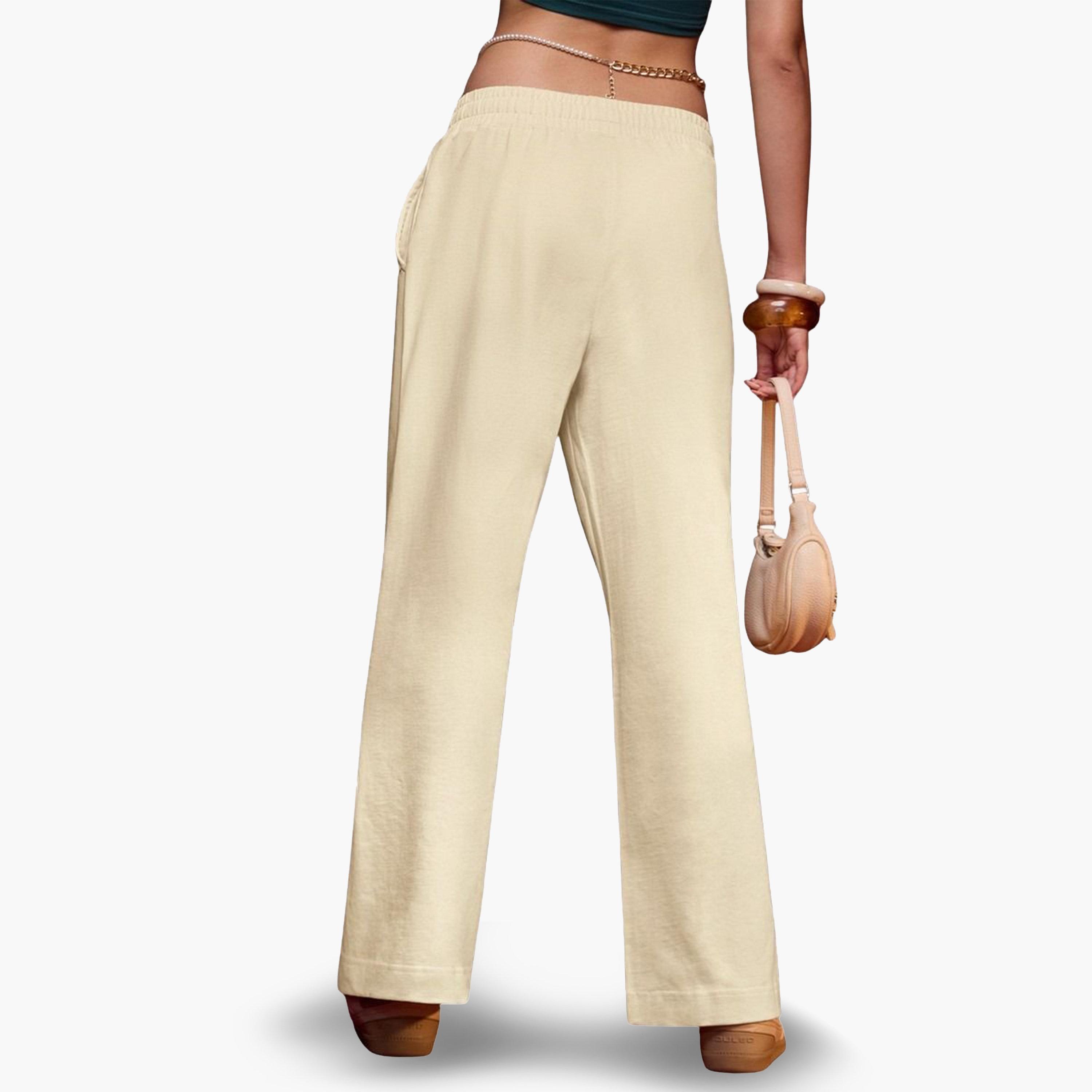 The Souled Store X Styli Cream Solid Flared Joggers-women-clothing-bottoms-joggers-image-2