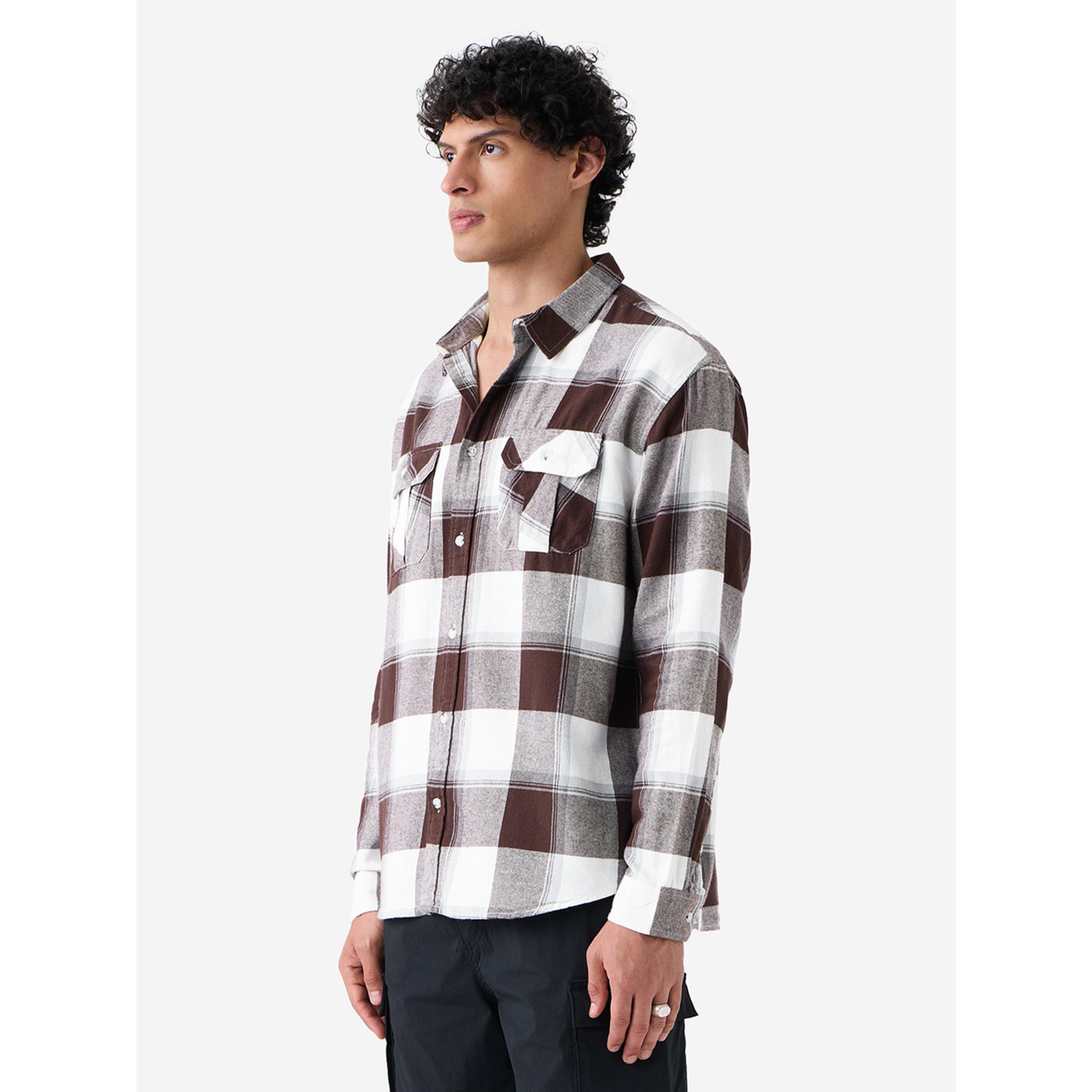 The Souled Store X Styli Men Brown Checked Flannel Shirt-men-clothing-shirts-image-3