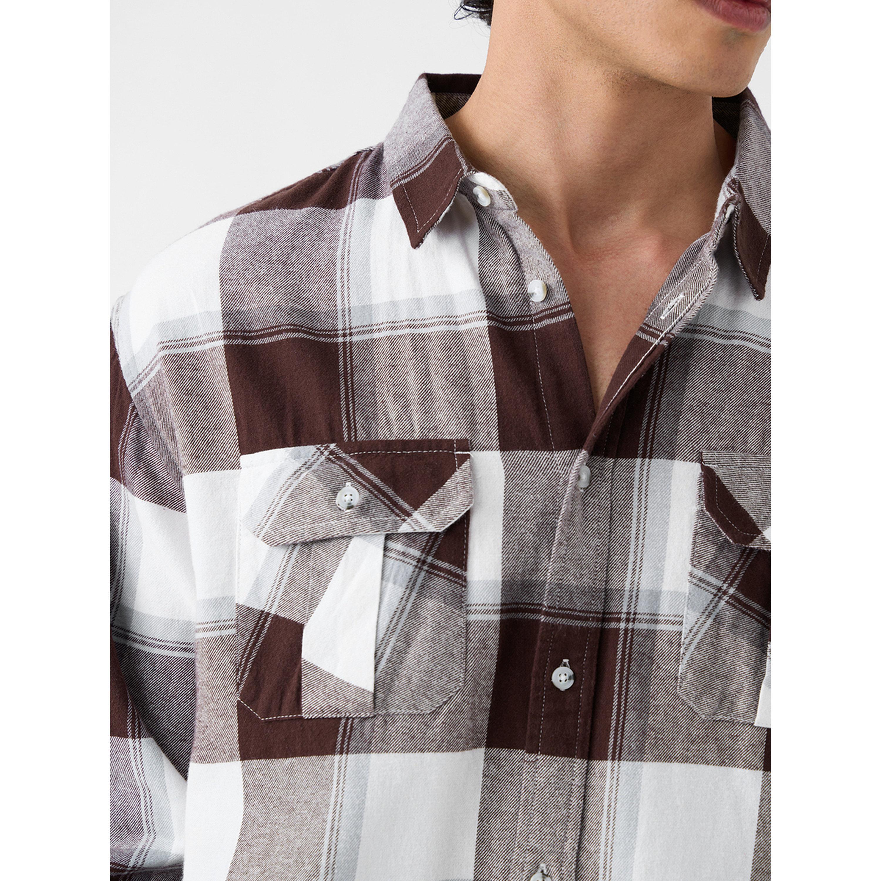 The Souled Store X Styli Men Brown Checked Flannel Shirt-men-clothing-shirts-image-6
