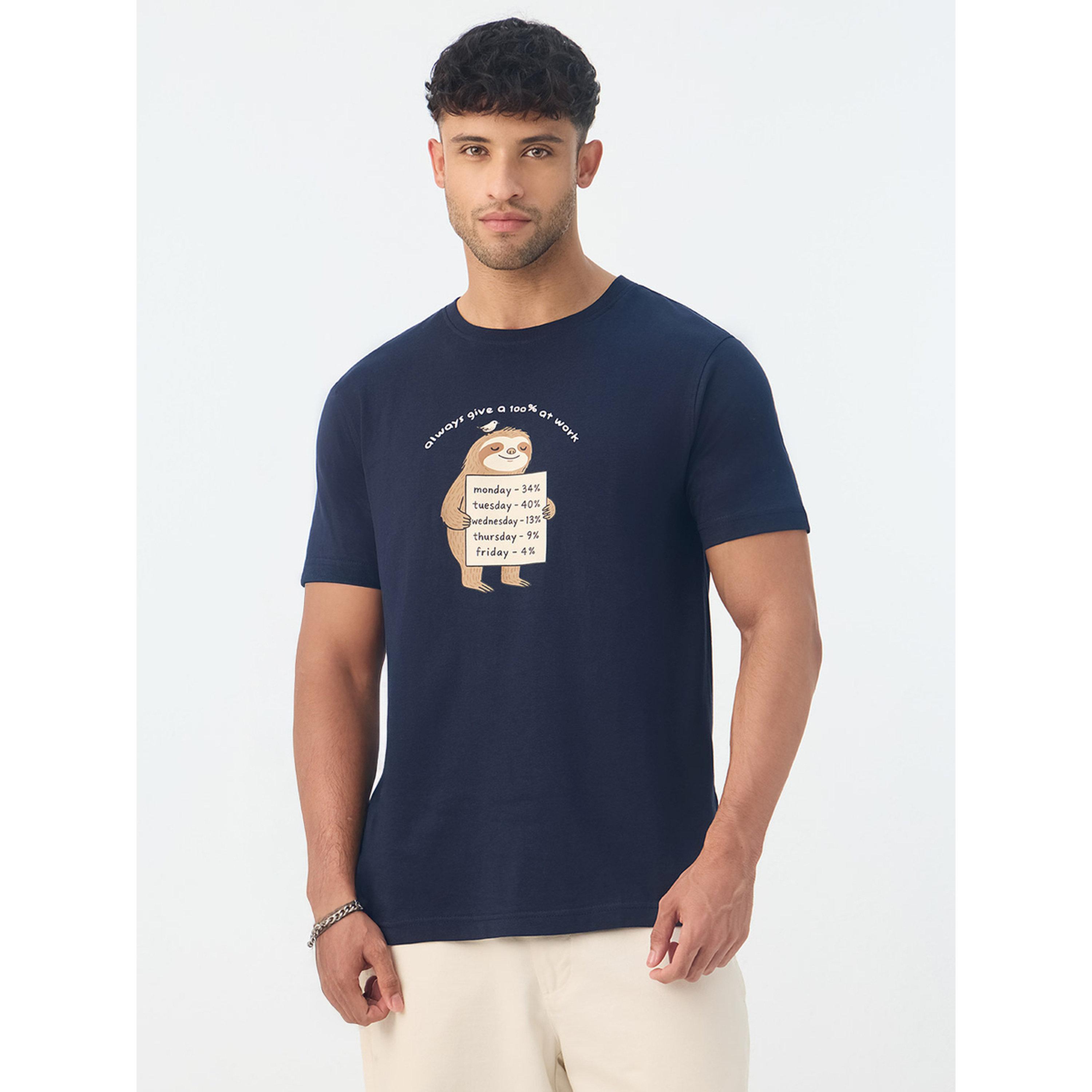 تيشيرت قطن بطبعة حيوان الكسلان-men-clothing-tshirtsandpolos-tshirts-image-1
