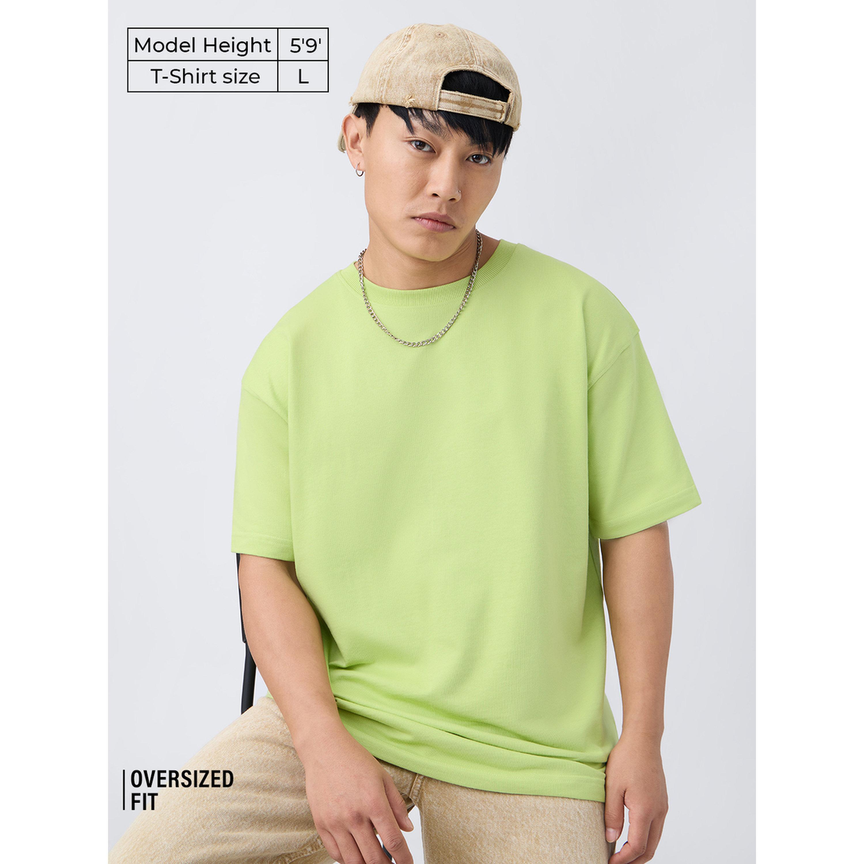 The Souled Store X Styli Men Oversized Neon Green T-Shirt-men-clothing-tshirtsandpolos-tshirts-image-2