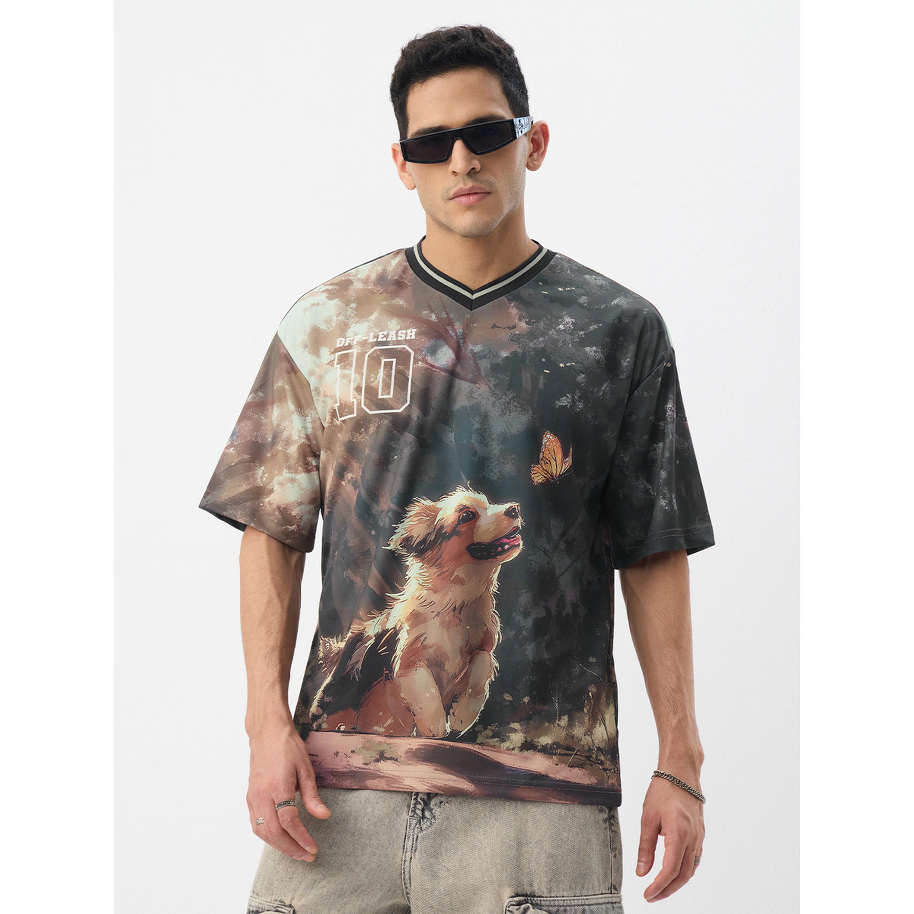 The Souled Store X Styli Men Dog Print V Neck Oversized T-Shirt-men-clothing-tshirtsandpolos-tshirts-image-1
