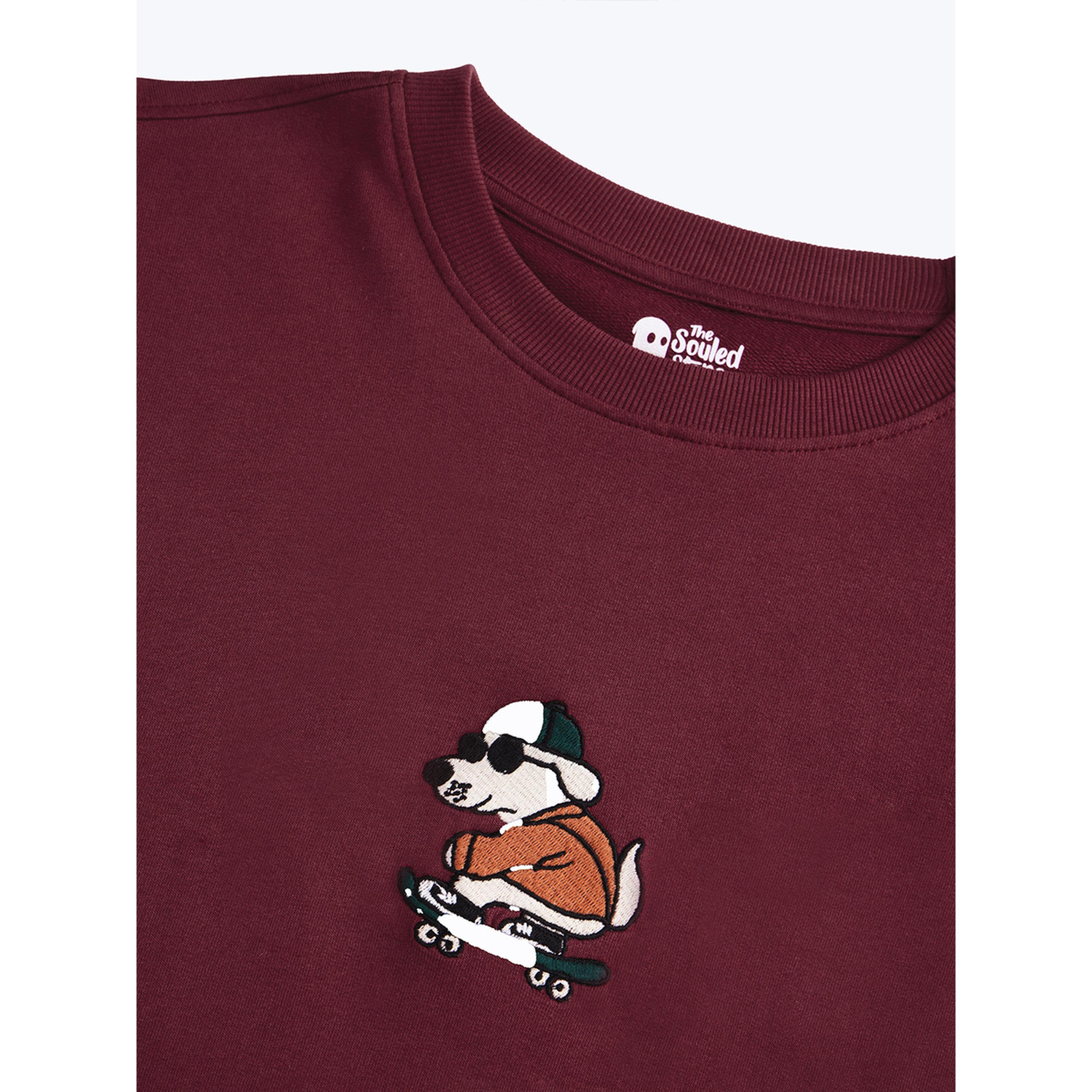The Souled Store X Styli Men Maroon Embroidered Oversized T-Shirt-men-clothing-tshirtsandpolos-tshirts-image-3