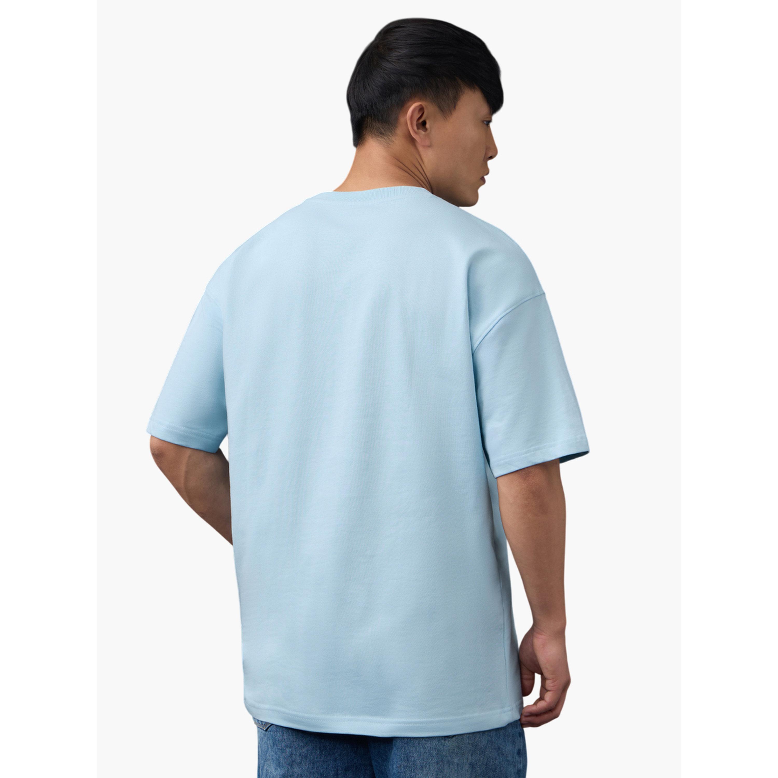 The Souled Store X Styli Men Blue Oversized Embroidered T-Shirt-men-clothing-tshirtsandpolos-tshirts-image-3