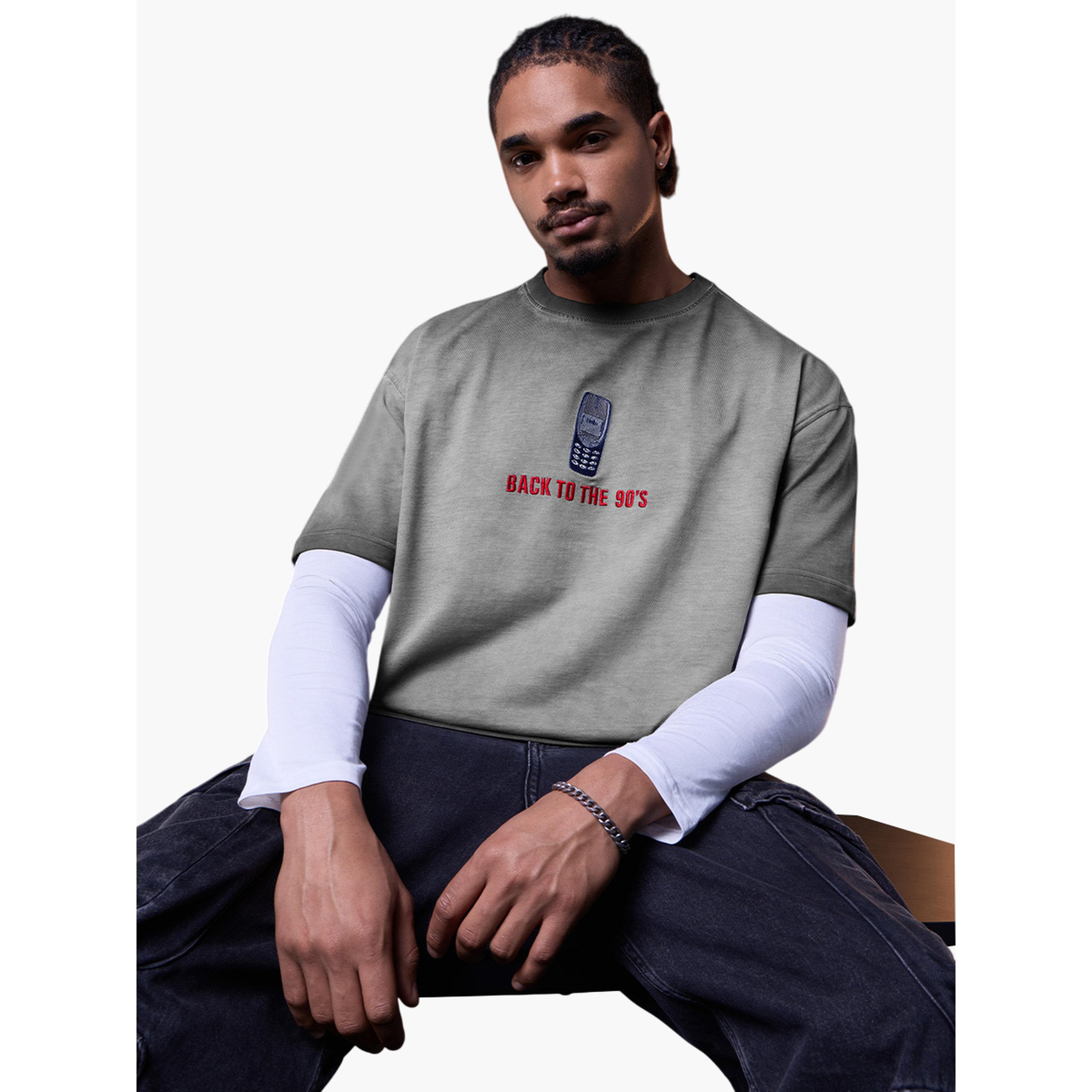 The Souled Store X Styli Men Grey Oversized Washed T-Shirt-men-clothing-tshirtsandpolos-tshirts-image-2