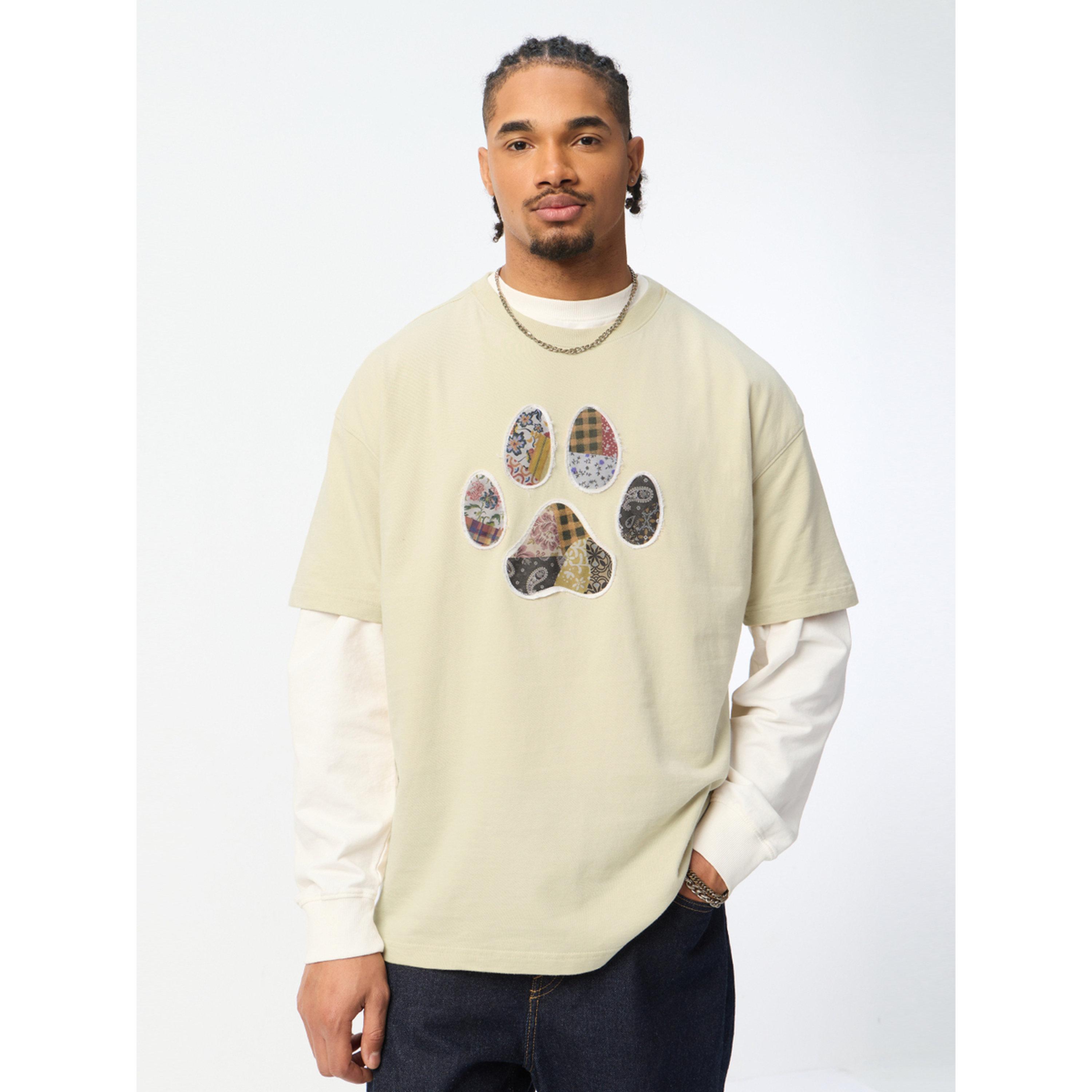 The Souled Store X Styli Men Beige Paw Patch Oversized T-Shirt-men-clothing-tshirtsandpolos-tshirts-image-1