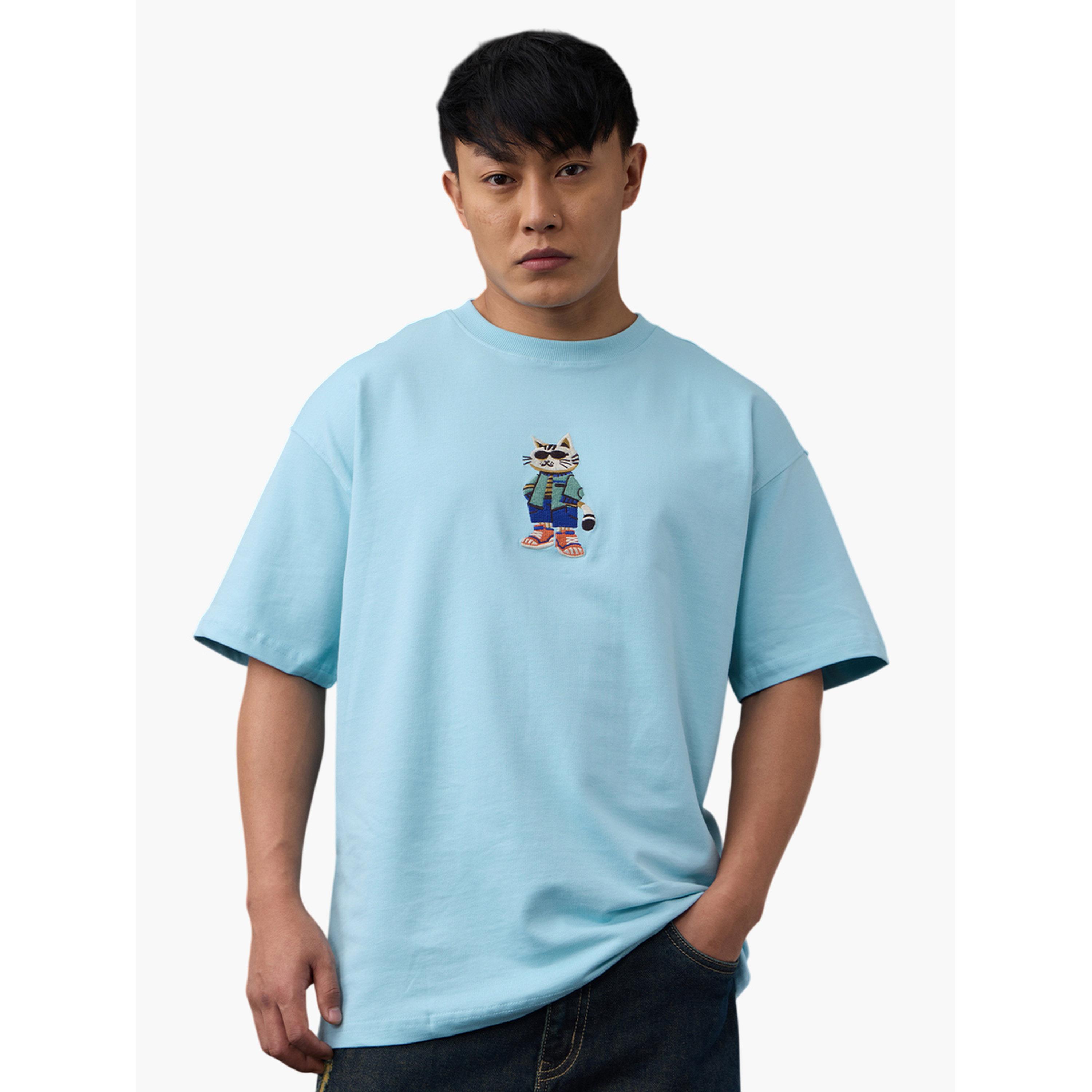 The Souled Store X Styli Men Blue Crew Neck Oversized T-Shirt-men-clothing-tshirtsandpolos-tshirts-image-1