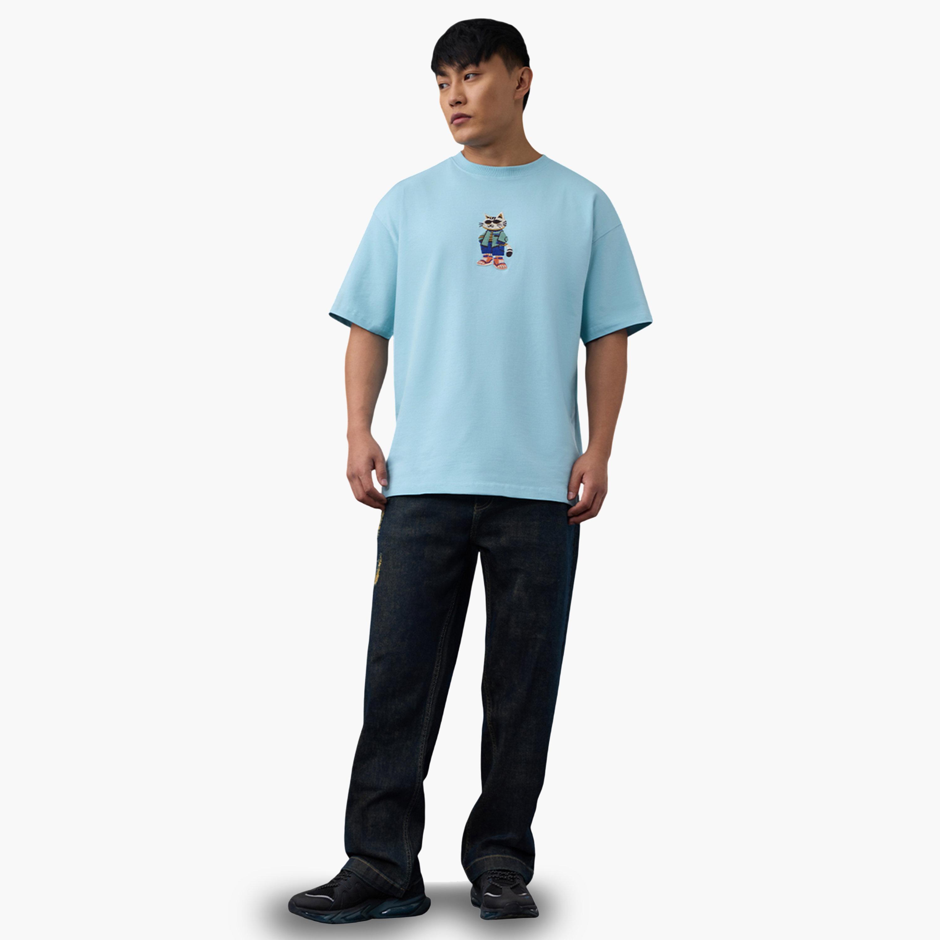 تيشيرت بقصة واسعة بياقة دائرية للرجال-men-clothing-tshirtsandpolos-tshirts-image-2