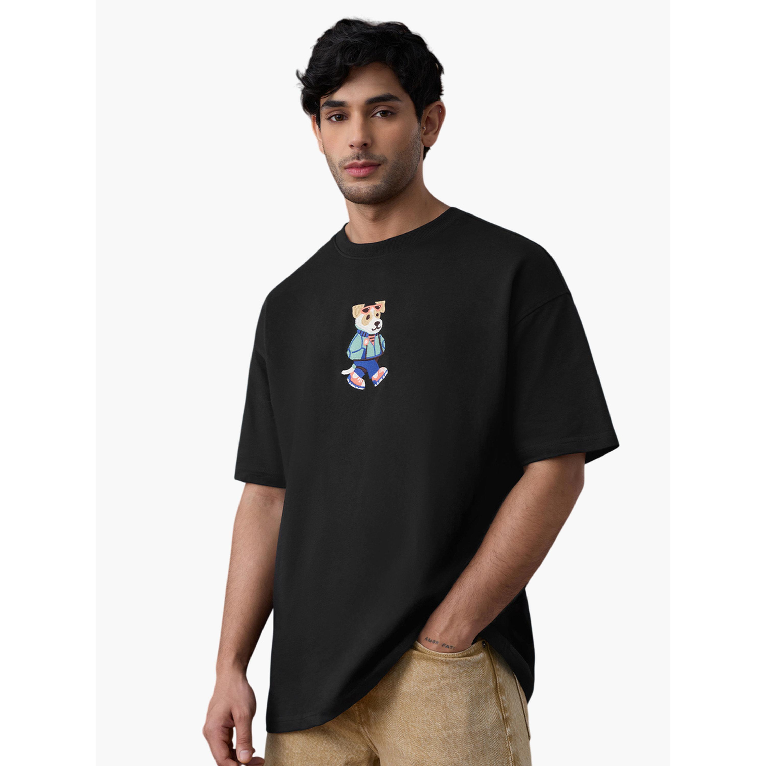 The Souled Store X Styli Men Black Crew Neck Oversized T-Shirt-men-clothing-tshirtsandpolos-tshirts-image-1