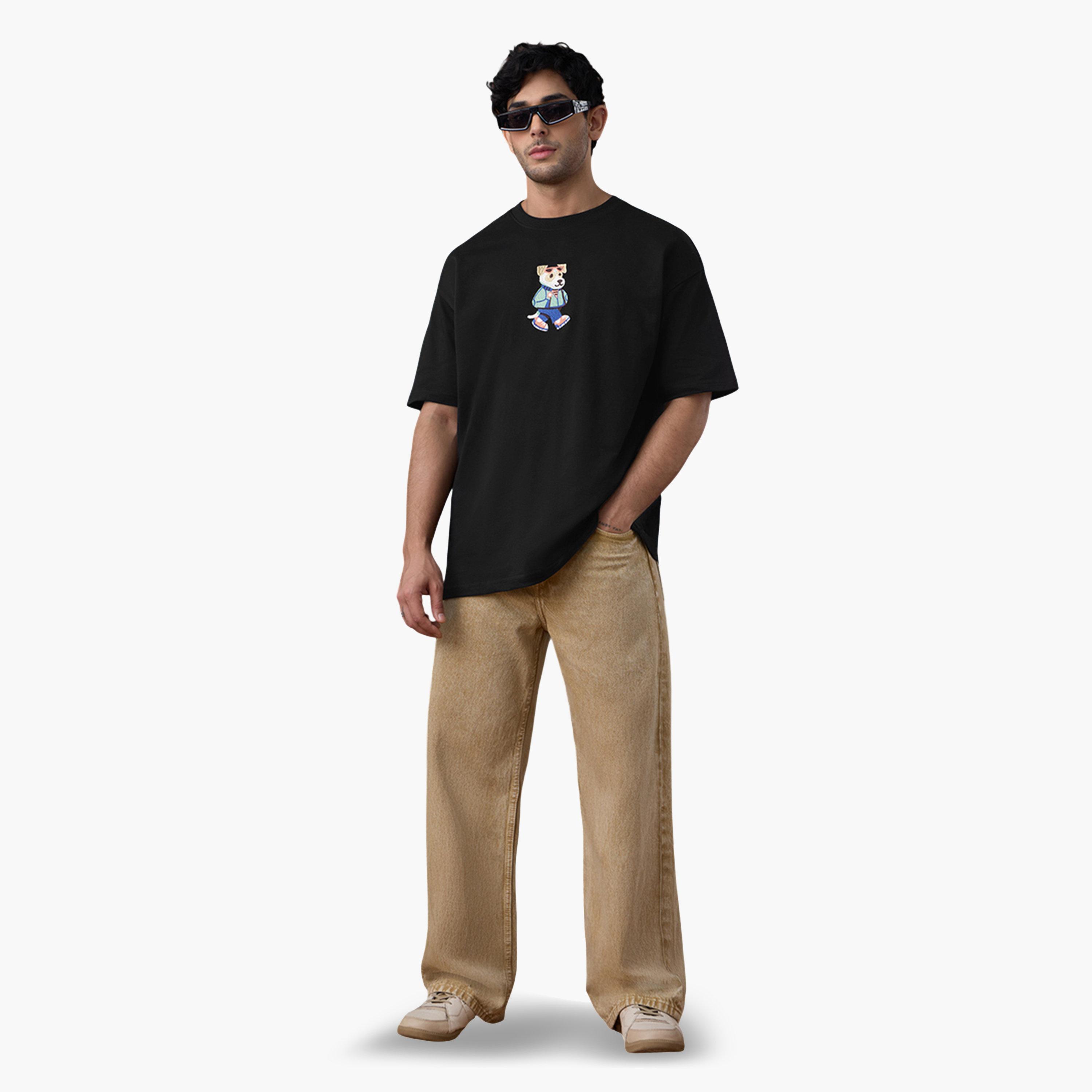 The Souled Store X Styli Men Black Crew Neck Oversized T-Shirt-men-clothing-tshirtsandpolos-tshirts-image-2