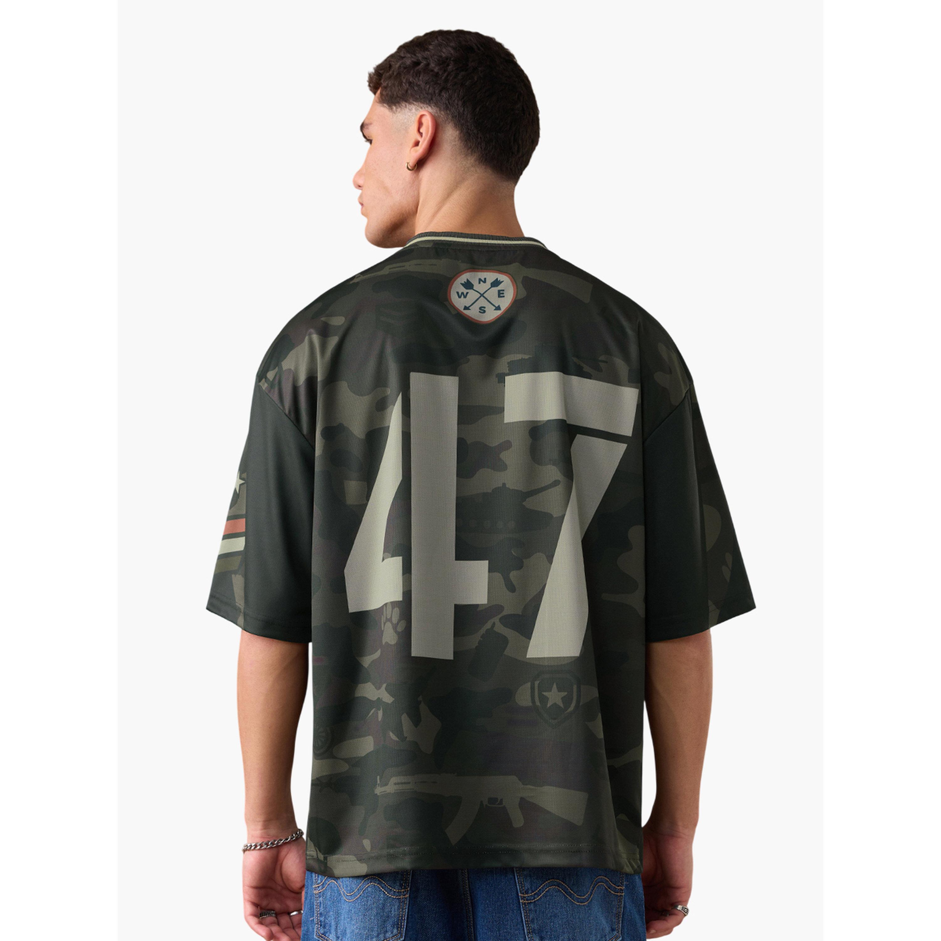 The Souled Store X Styli Men Camo Oversized V Neck Jersey  T-Shirt-men-clothing-tshirtsandpolos-tshirts-image-3