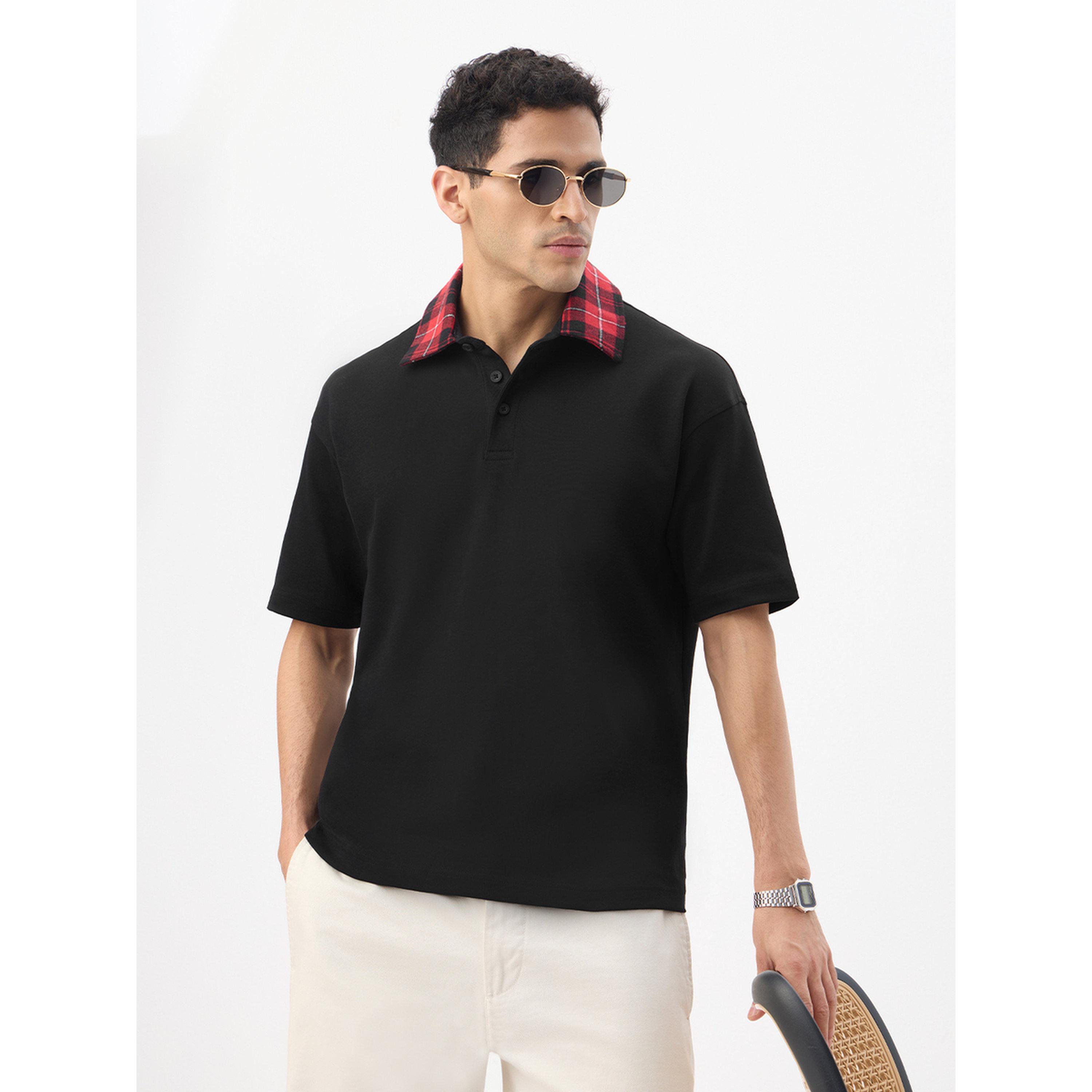 تيشيرت بولو قصة واسعة بياقة مربعات للرجال-men-clothing-tshirtsandpolos-polos-image-1