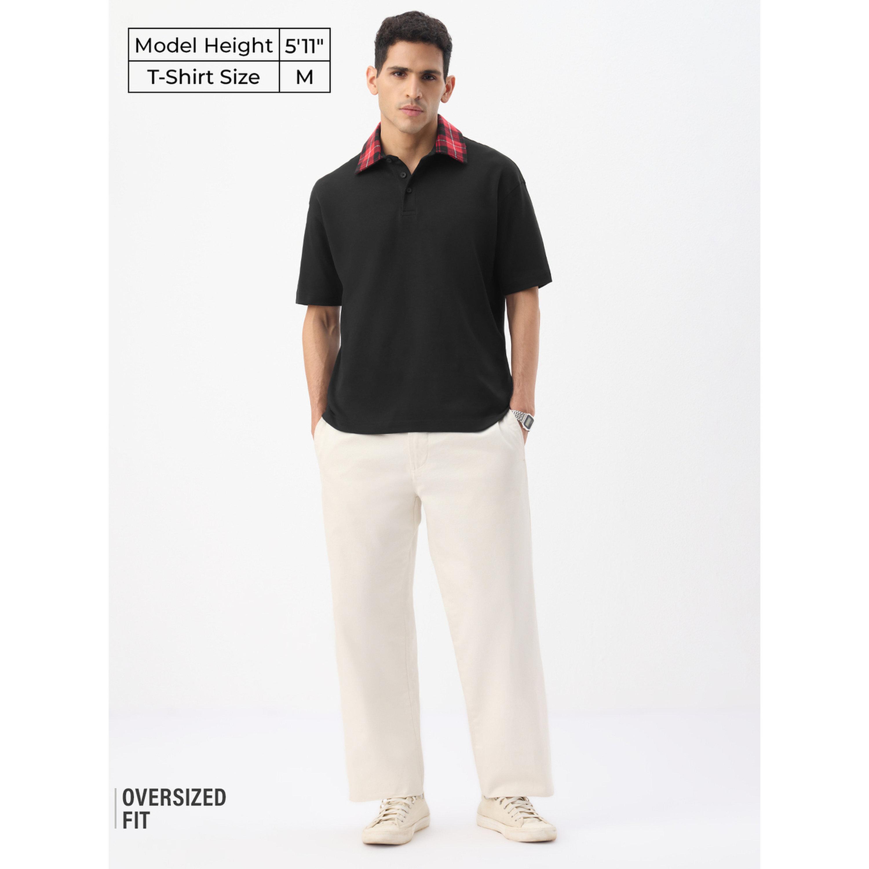 تيشيرت بولو قصة واسعة بياقة مربعات للرجال-men-clothing-tshirtsandpolos-polos-image-2