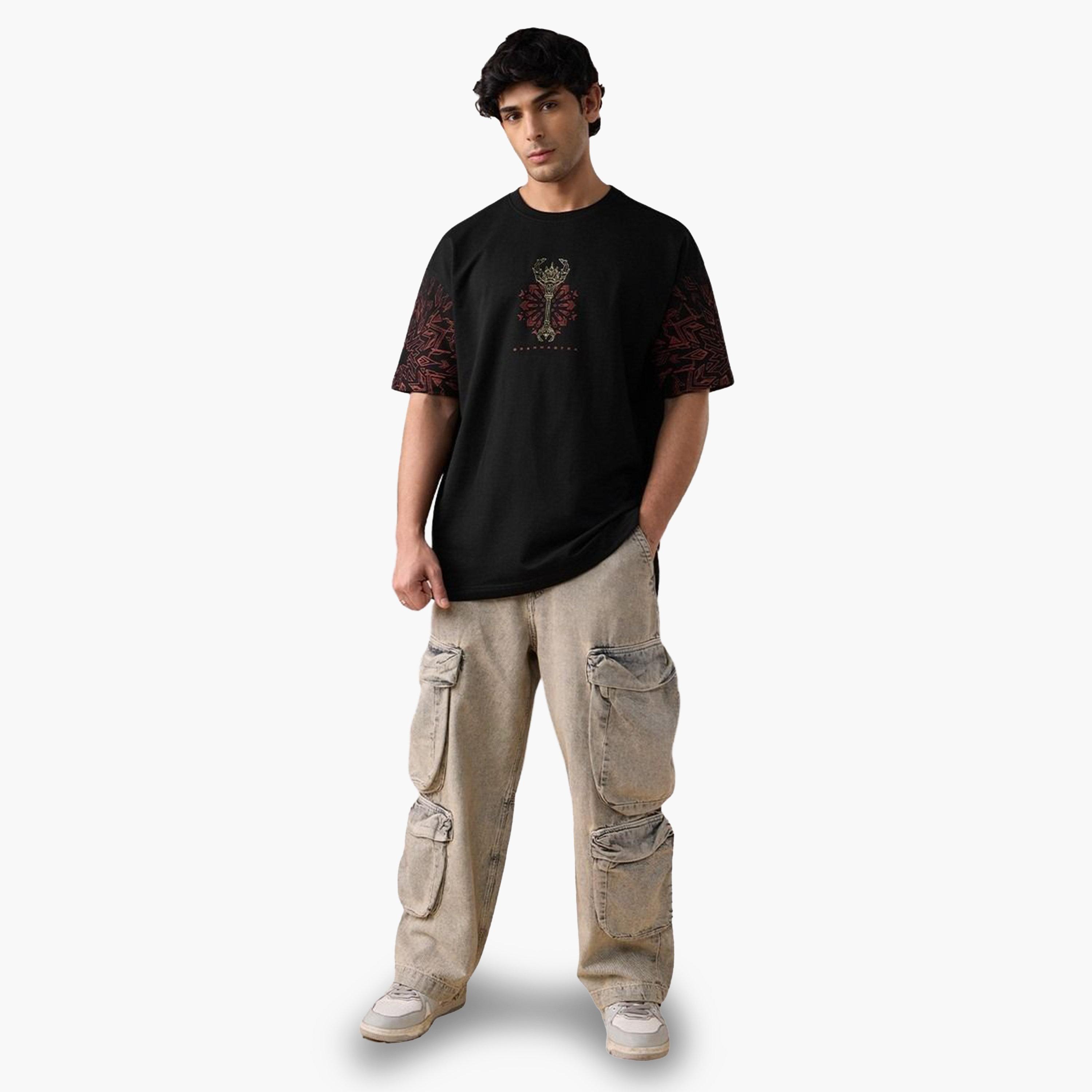 The Souled Store X Styli Men Black Graphic Print Oversized T-Shirt-men-clothing-tshirtsandpolos-tshirts-image-2