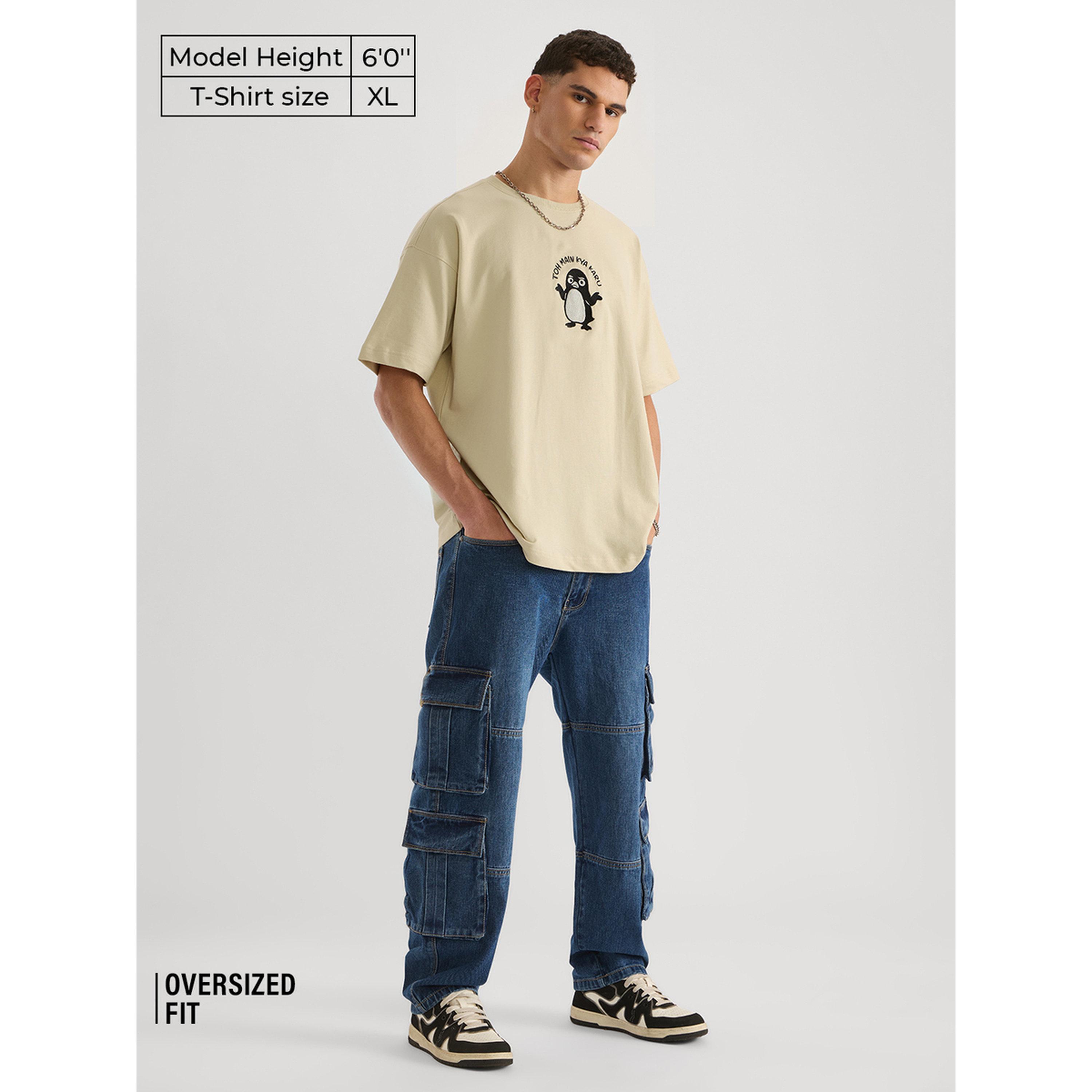 The Souled Store X Styli Men Beige Oversized T-Shirt-men-clothing-tshirtsandpolos-tshirts-image-2