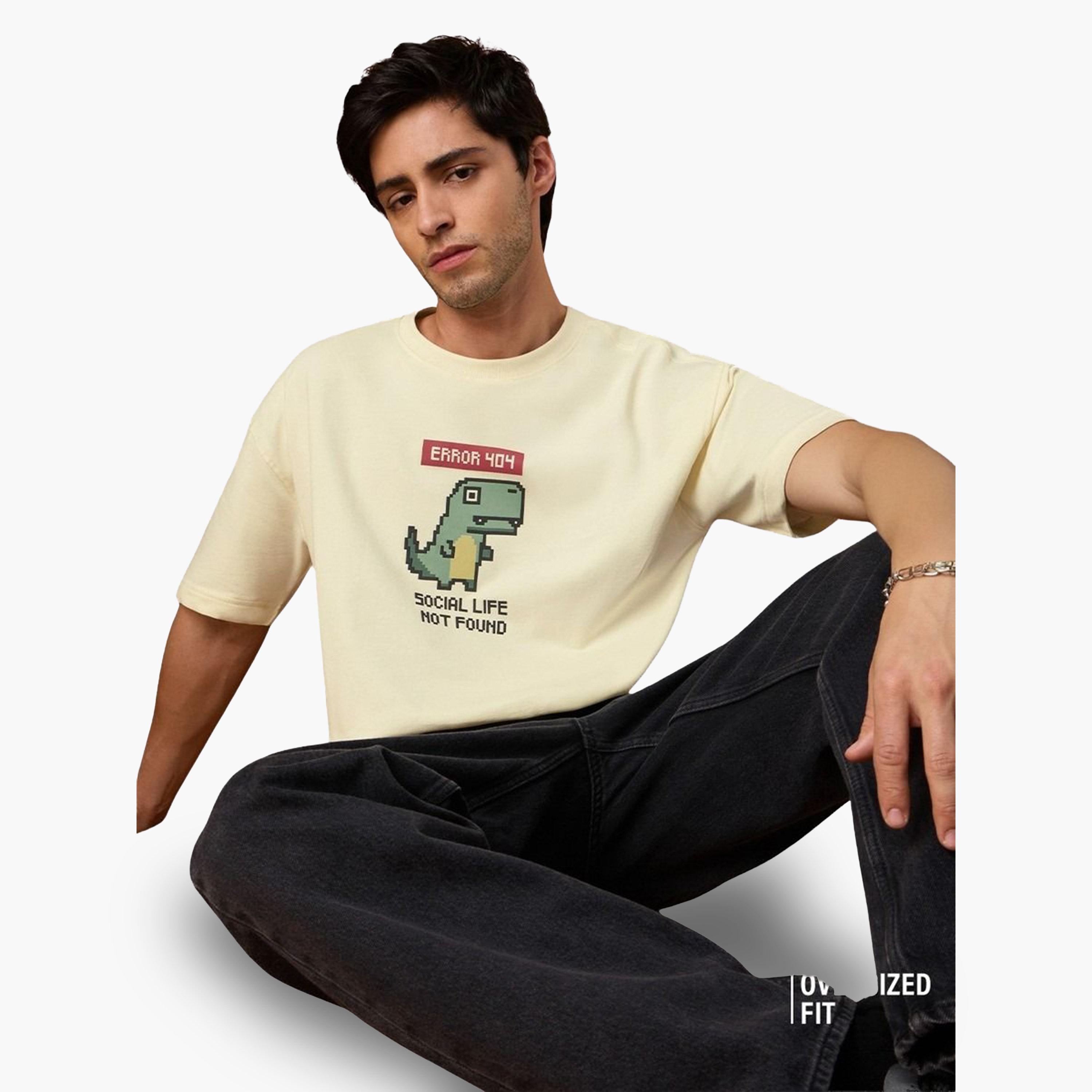 The Souled Store X Styli Cream Graphic Print Oversized T-Shirt-men-clothing-tshirtsandpolos-tshirts-image-2