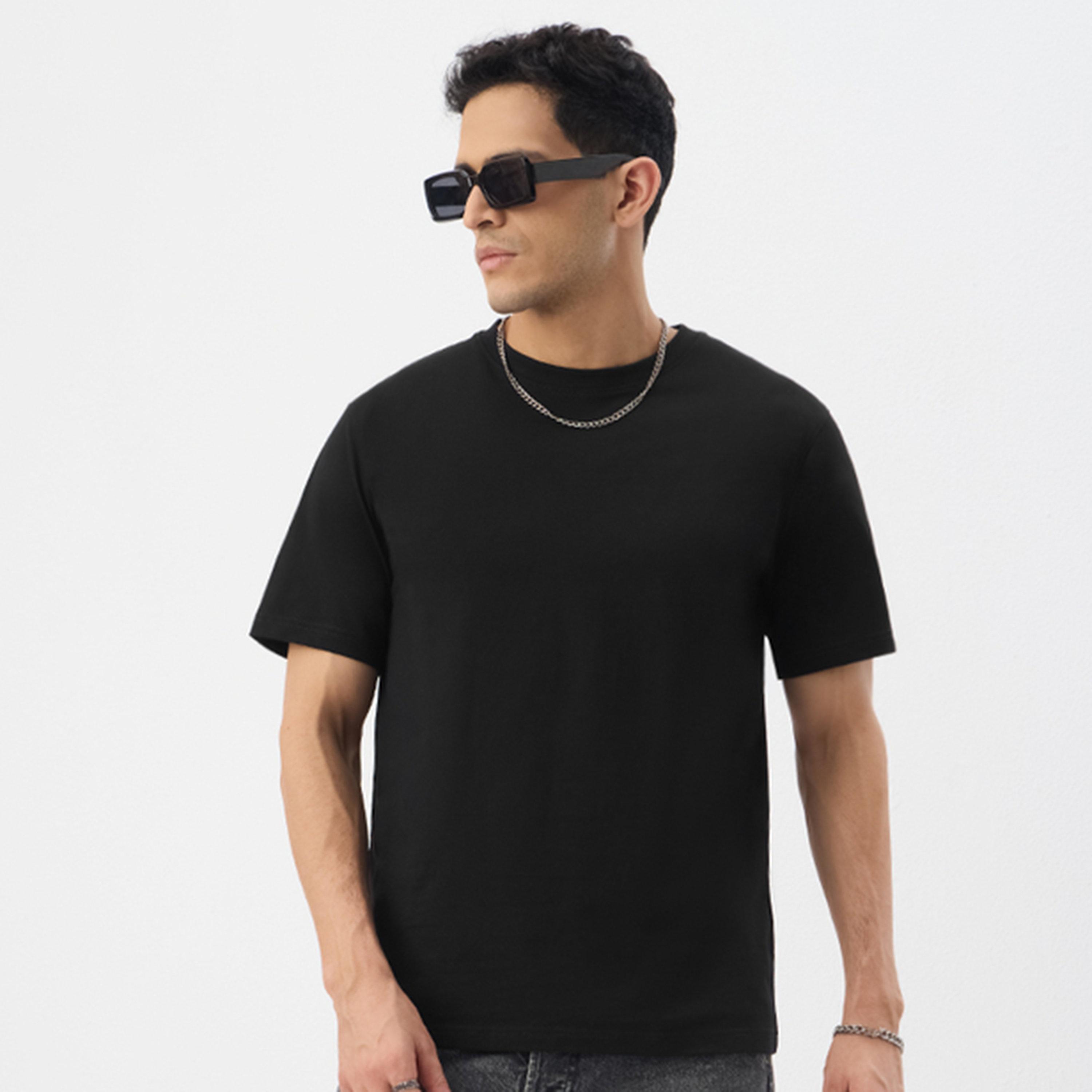 تيشيرت بقصة مريحة بياقة دائرية للرجال-men-clothing-tshirtsandpolos-tshirts-image-1