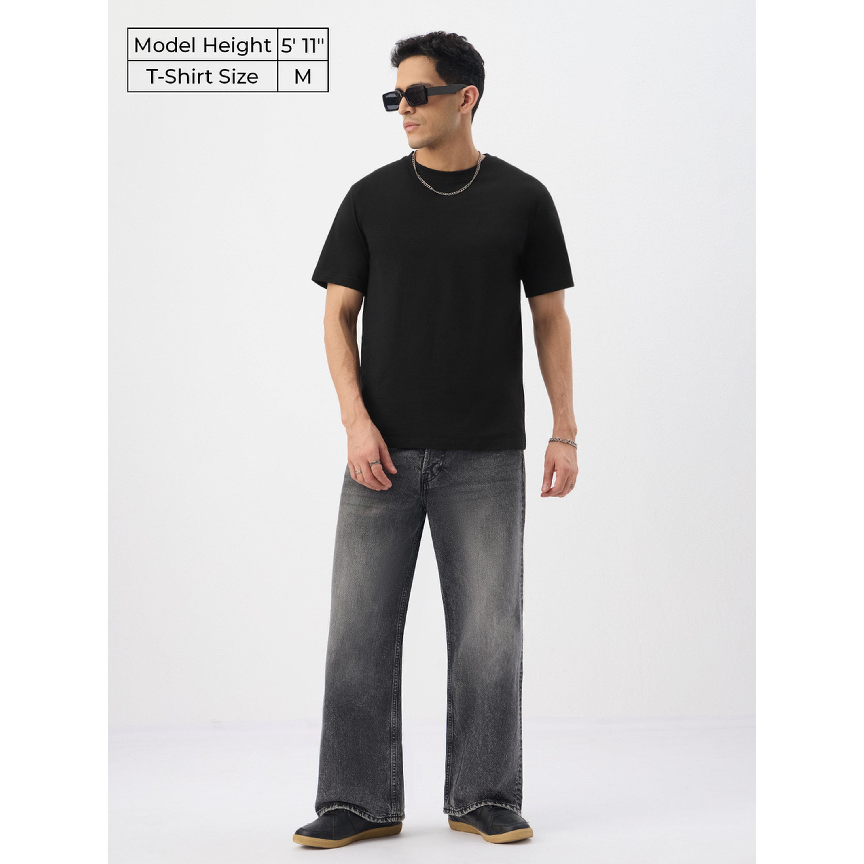 The Souled Store X Styli Men Black Relaxed Fit Crew Neck T-Shirt-men-clothing-tshirtsandpolos-tshirts-image-2