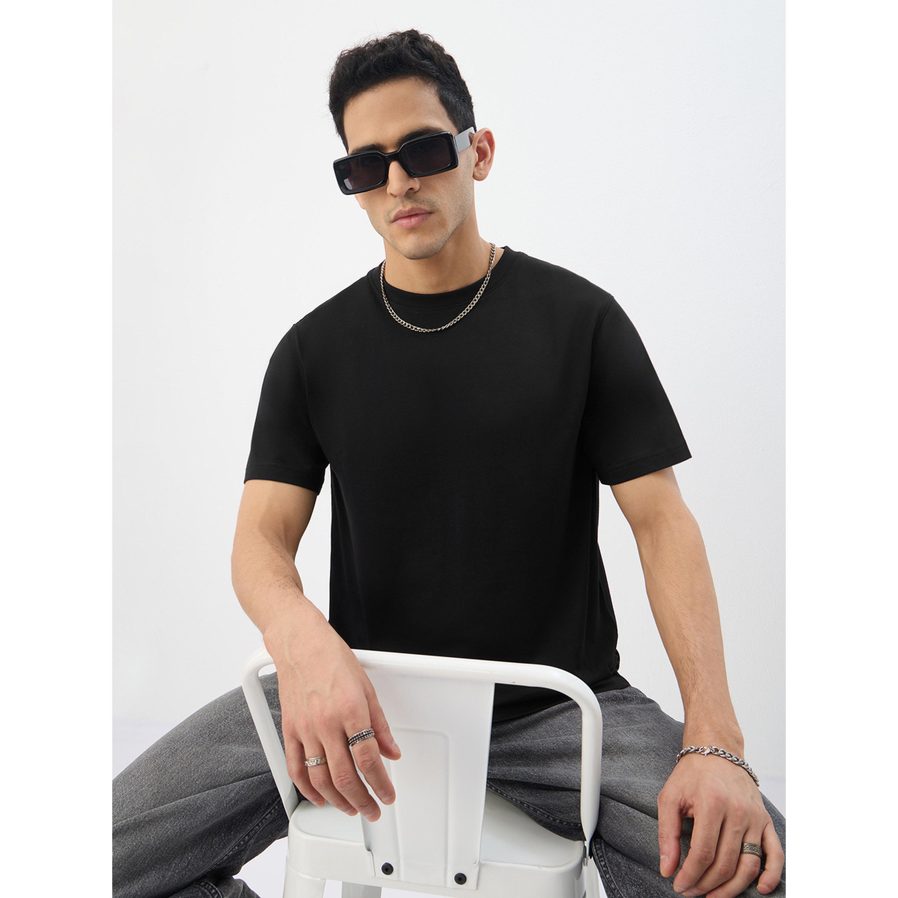 The Souled Store X Styli Men Black Relaxed Fit Crew Neck T-Shirt-men-clothing-tshirtsandpolos-tshirts-image-3