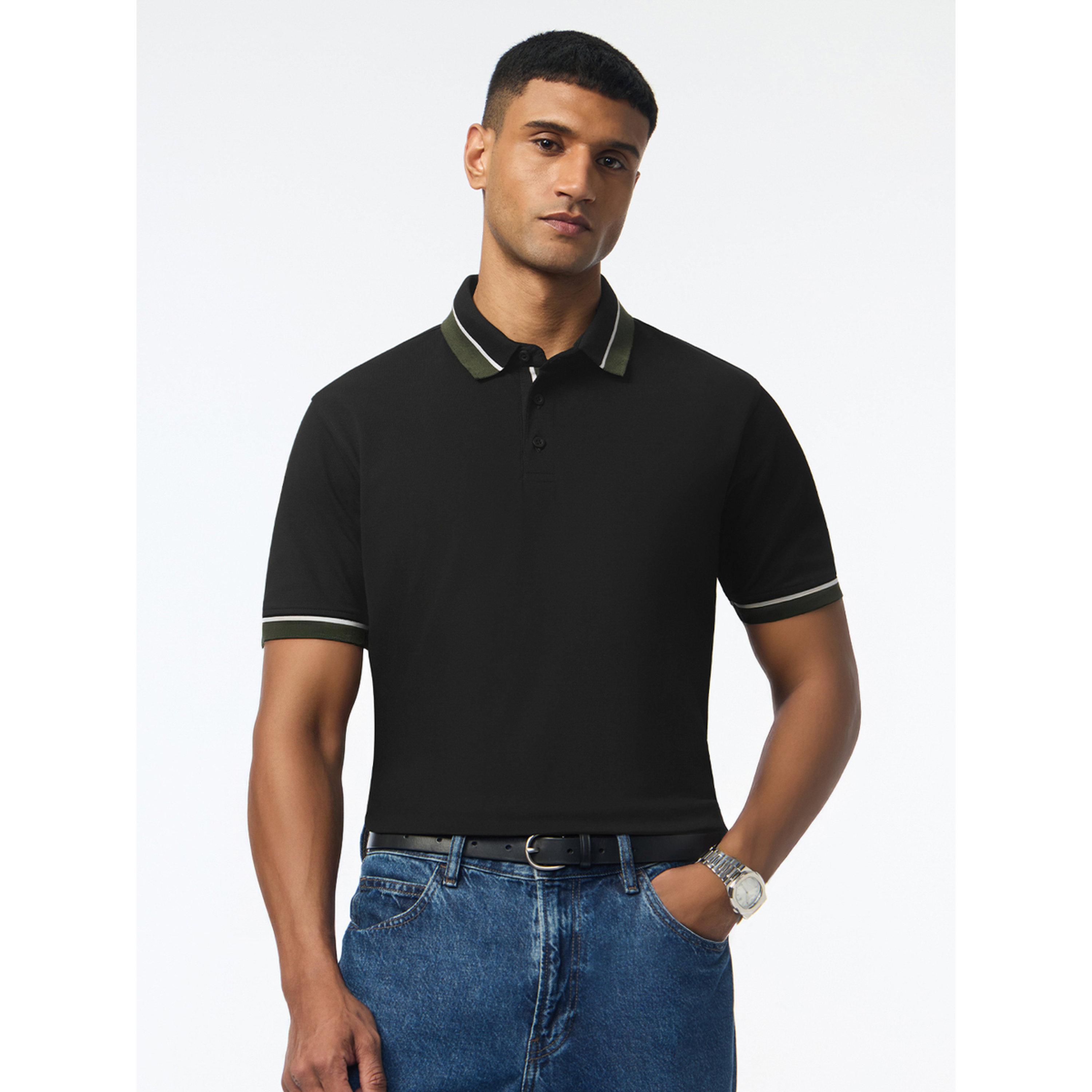 قميص بولو قطن بيكيه بحواف متباينة-men-clothing-tshirtsandpolos-polos-image-1