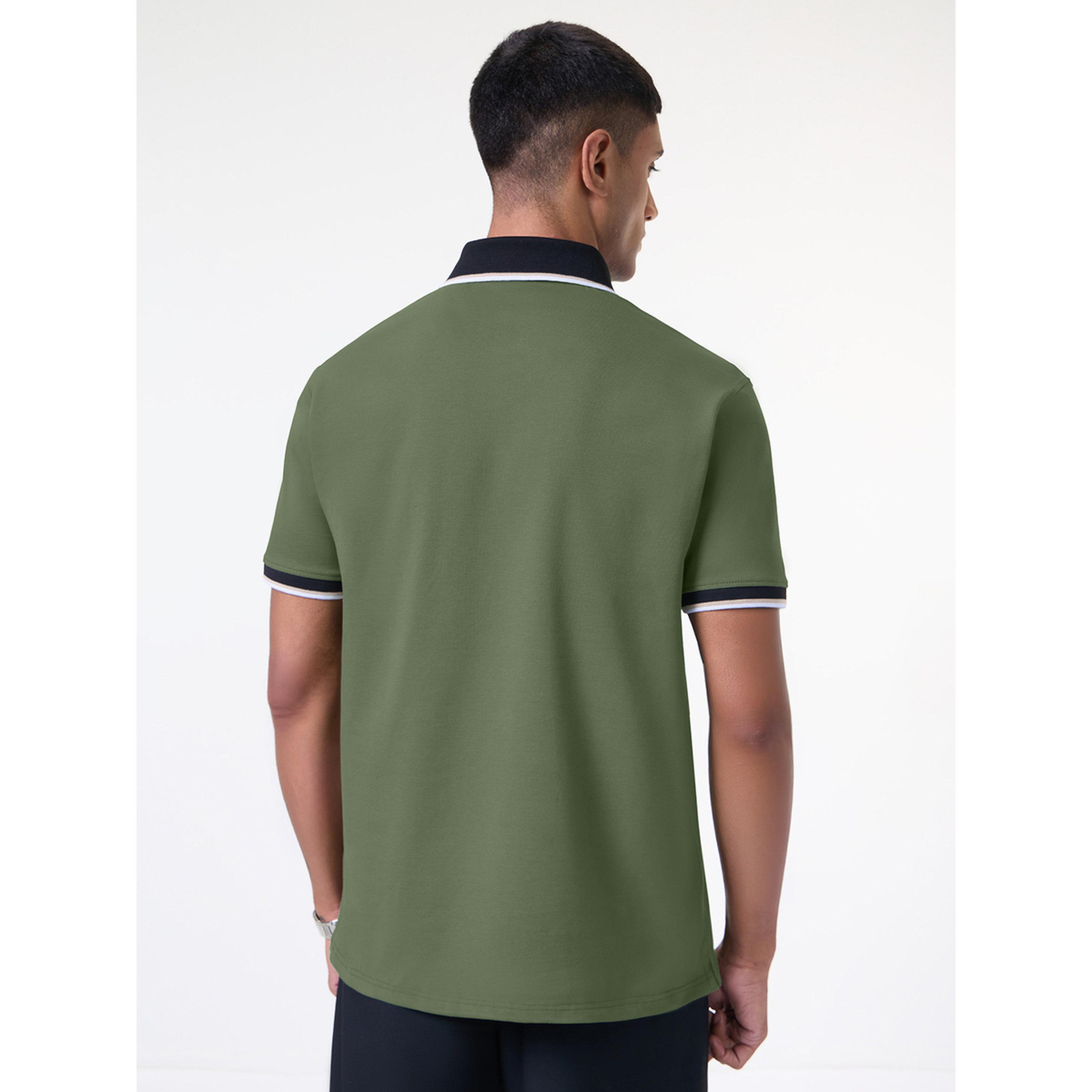 The Souled Store X Styli Olive Contrast Tipping Cotton Pique Polo-men-clothing-tshirtsandpolos-polos-image-3