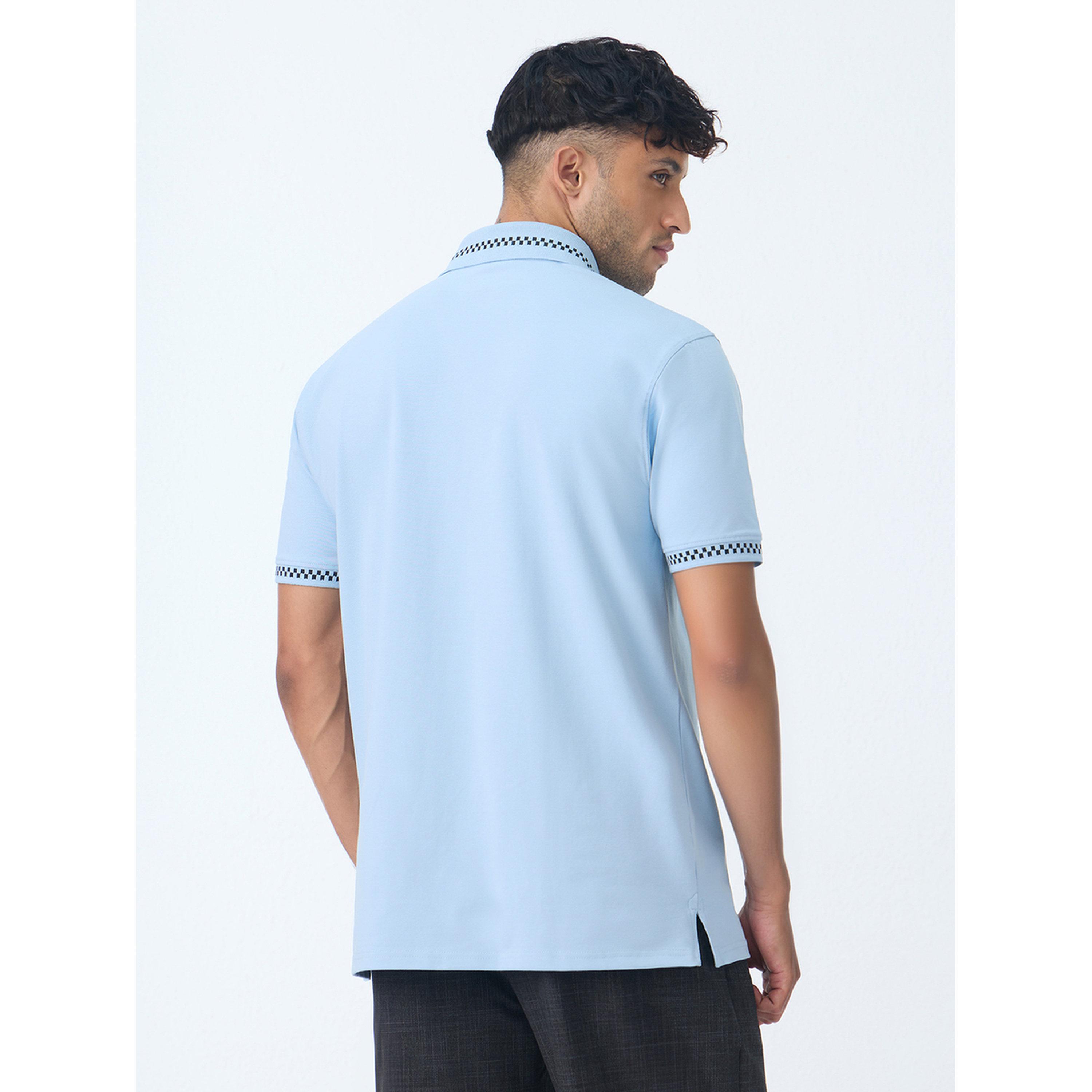The Souled Store X Styli Blue Cotton Polo with Checkered Trim-men-clothing-tshirtsandpolos-polos-image-3