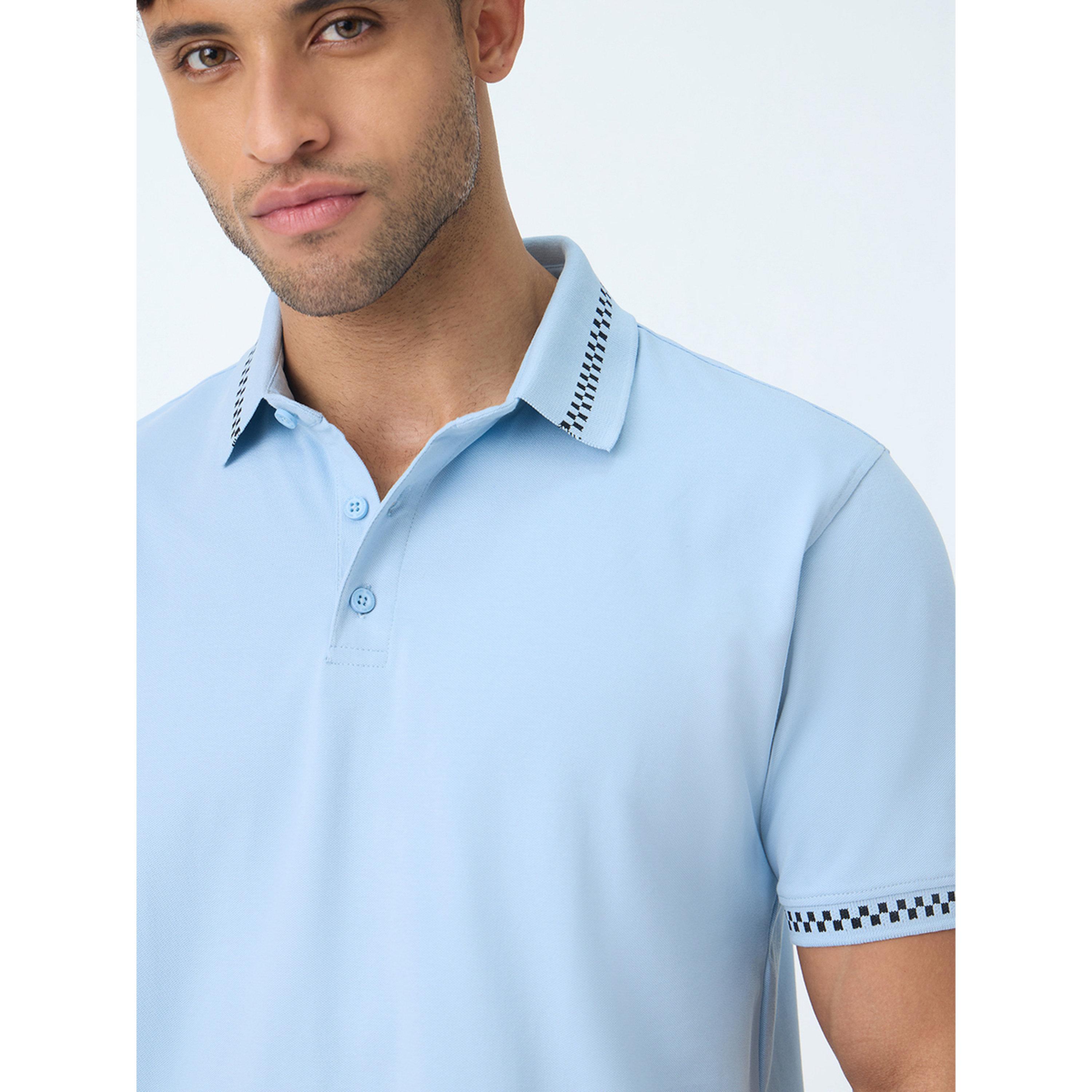 The Souled Store X Styli Blue Cotton Polo with Checkered Trim-men-clothing-tshirtsandpolos-polos-image-5
