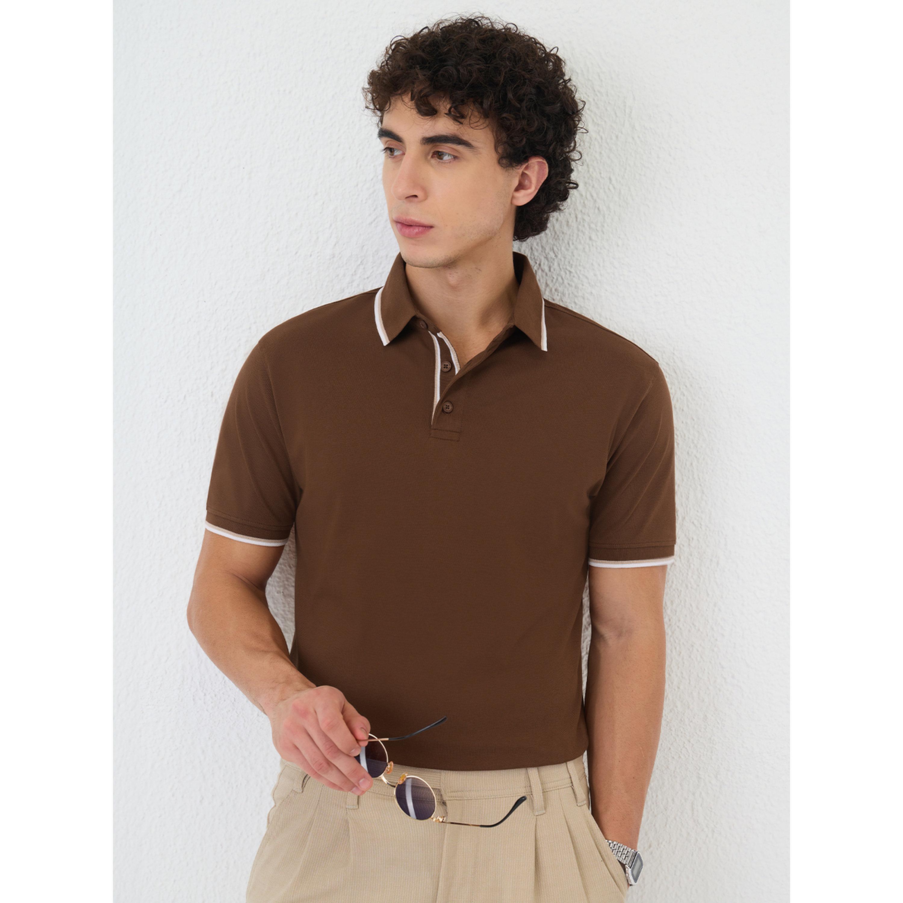 تيشيرت بولو بيكيه بلون سادة للرجال-men-clothing-tshirtsandpolos-polos-image-1