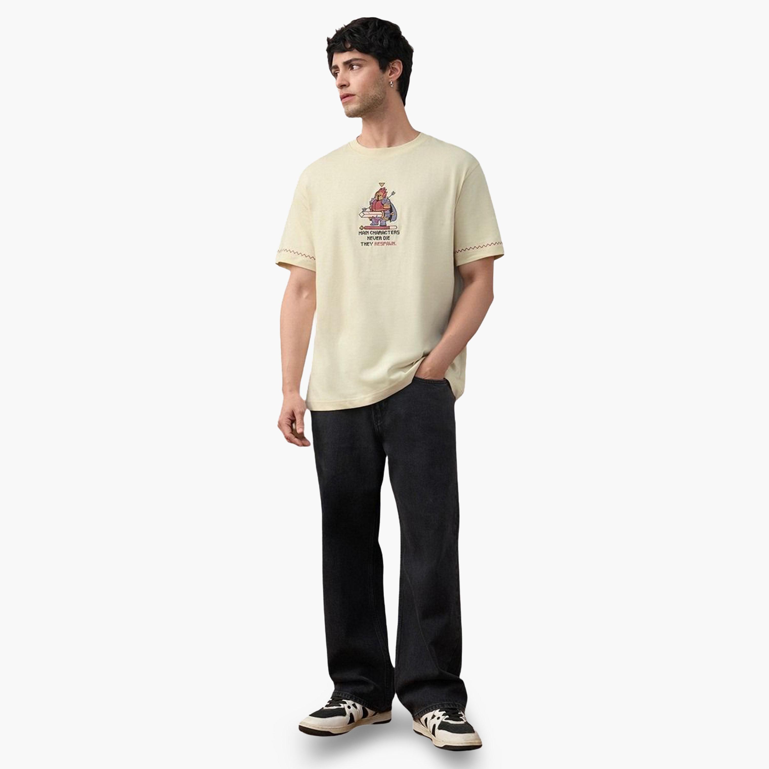 The Souled Store X Styli Off White Embroidered Relaxed Fit T-Shirt-men-clothing-tshirtsandpolos-tshirts-image-2