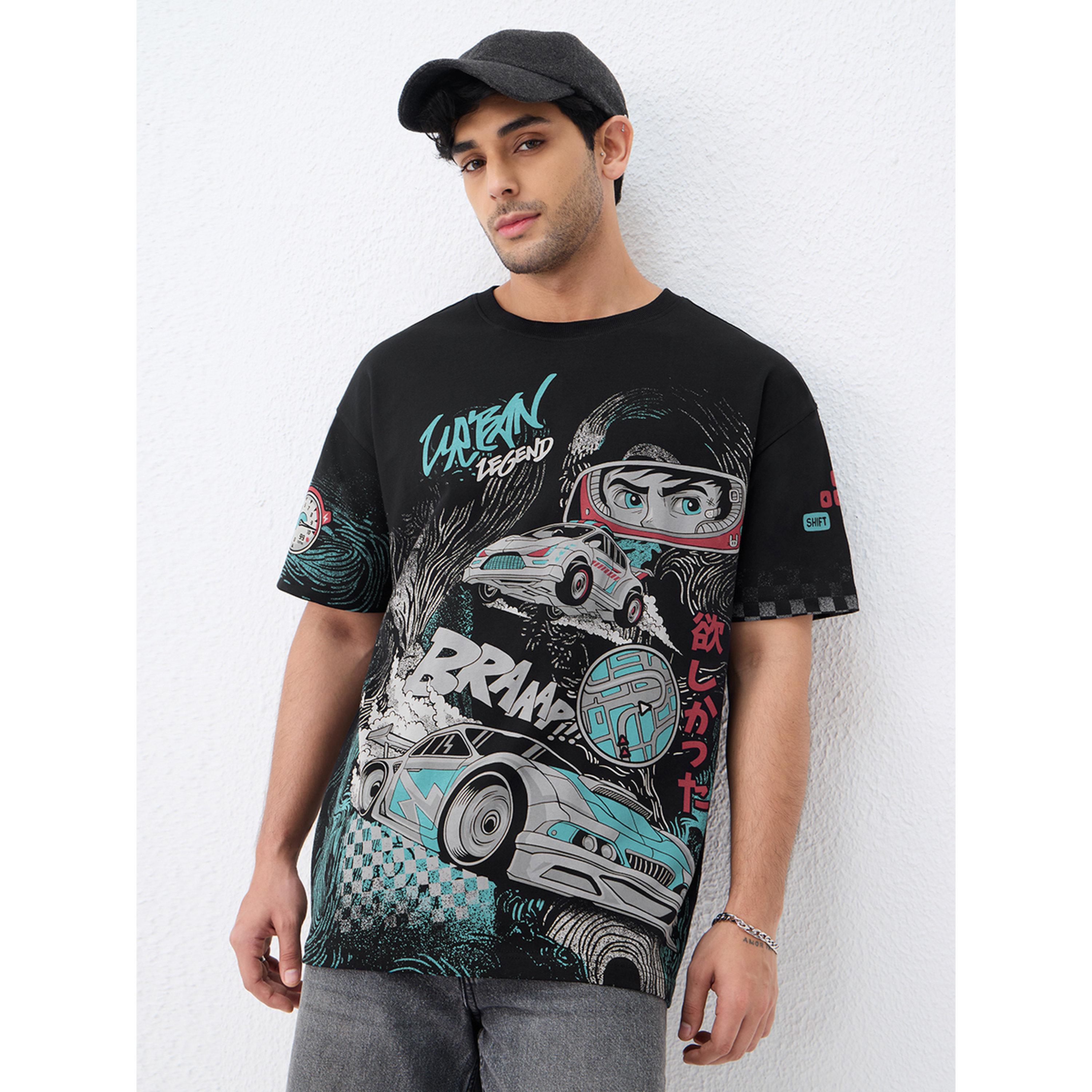 The Souled Store X Styli Men Black Graphic Print Oversized T-Shirt-men-clothing-tshirtsandpolos-tshirts-image-1