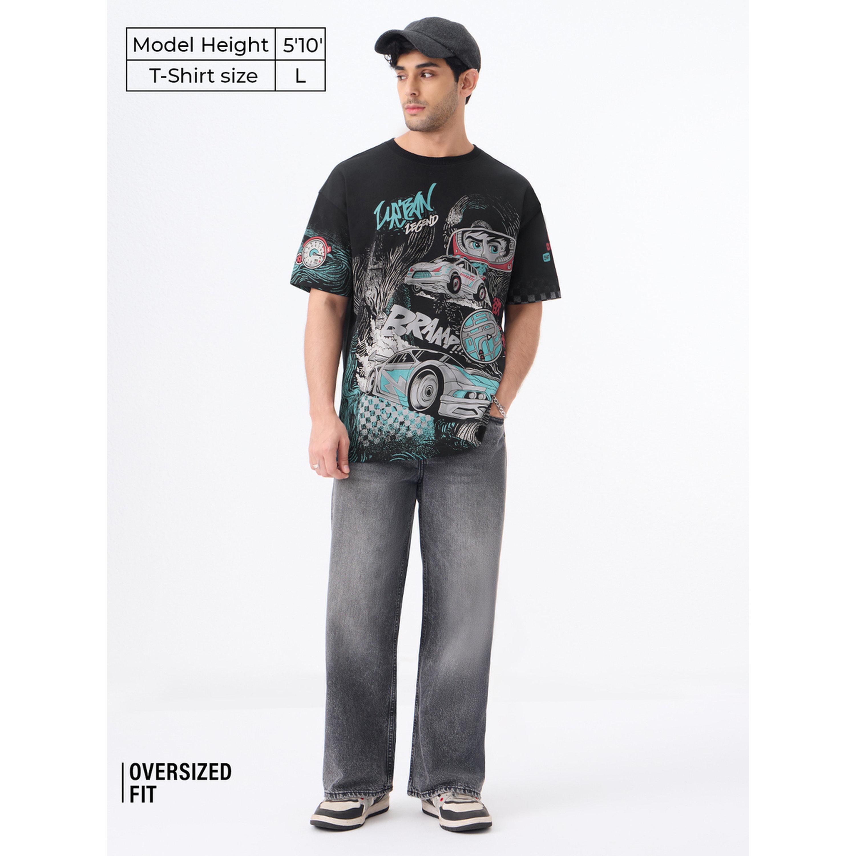 تيشيرت بقصة واسعة بطبعة جرافيك للرجال-men-clothing-tshirtsandpolos-tshirts-image-2