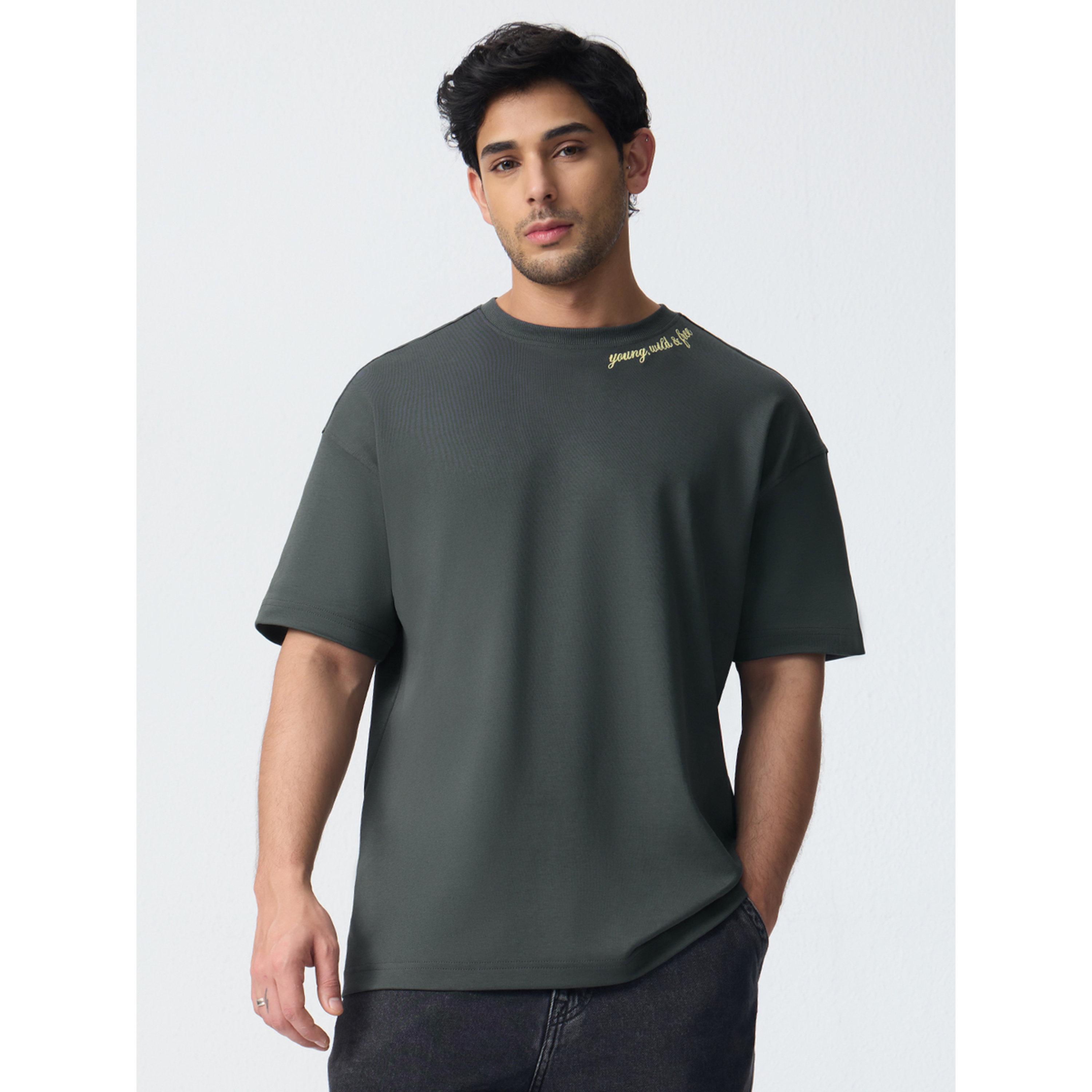 The Souled Store X Styli Men Grey Oversized Round Neck T-Shirt-men-clothing-tshirtsandpolos-tshirts-image-1
