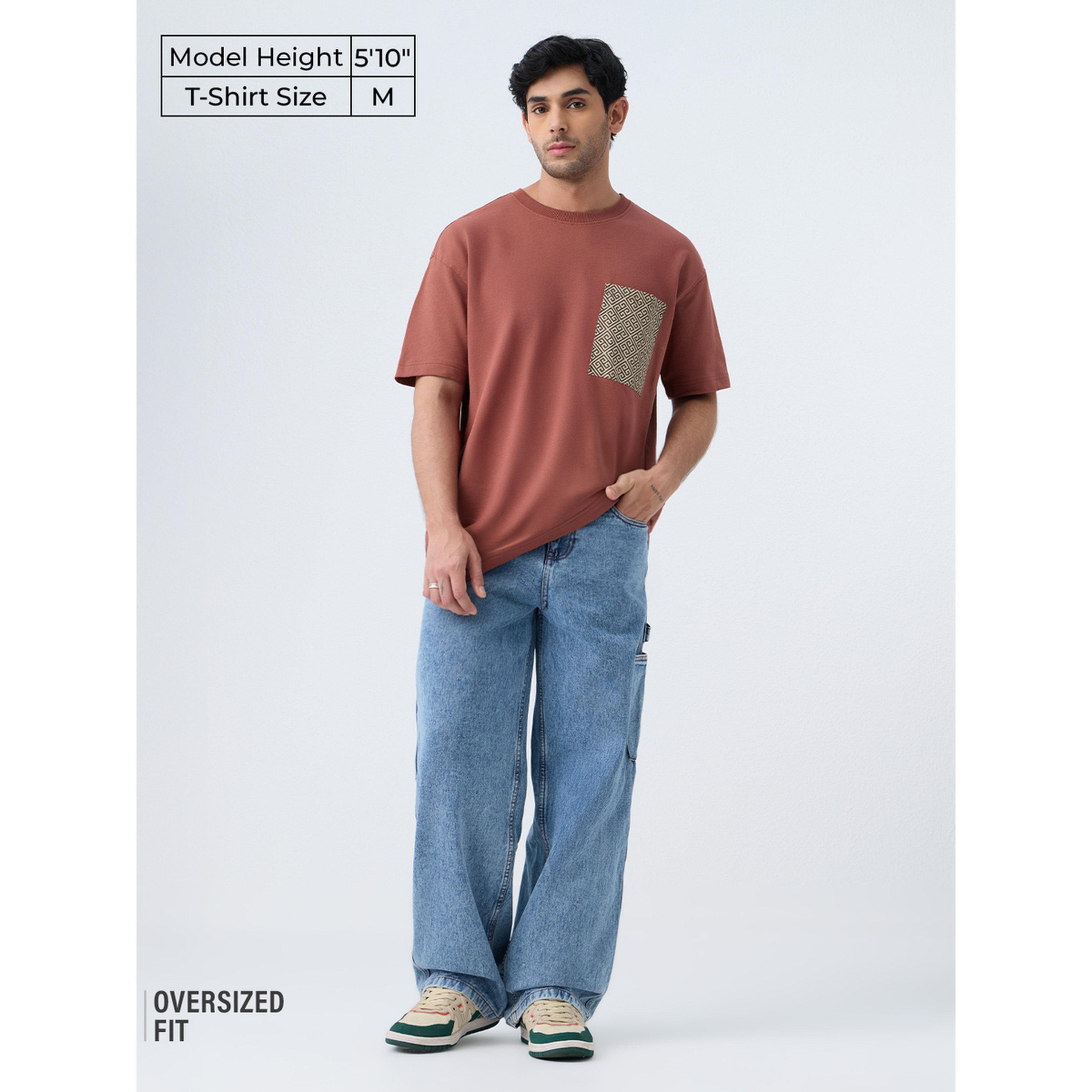 The Souled Store X Styli Men Rust Printed Pocket Oversized T-Shirt-men-clothing-tshirtsandpolos-tshirts-image-2