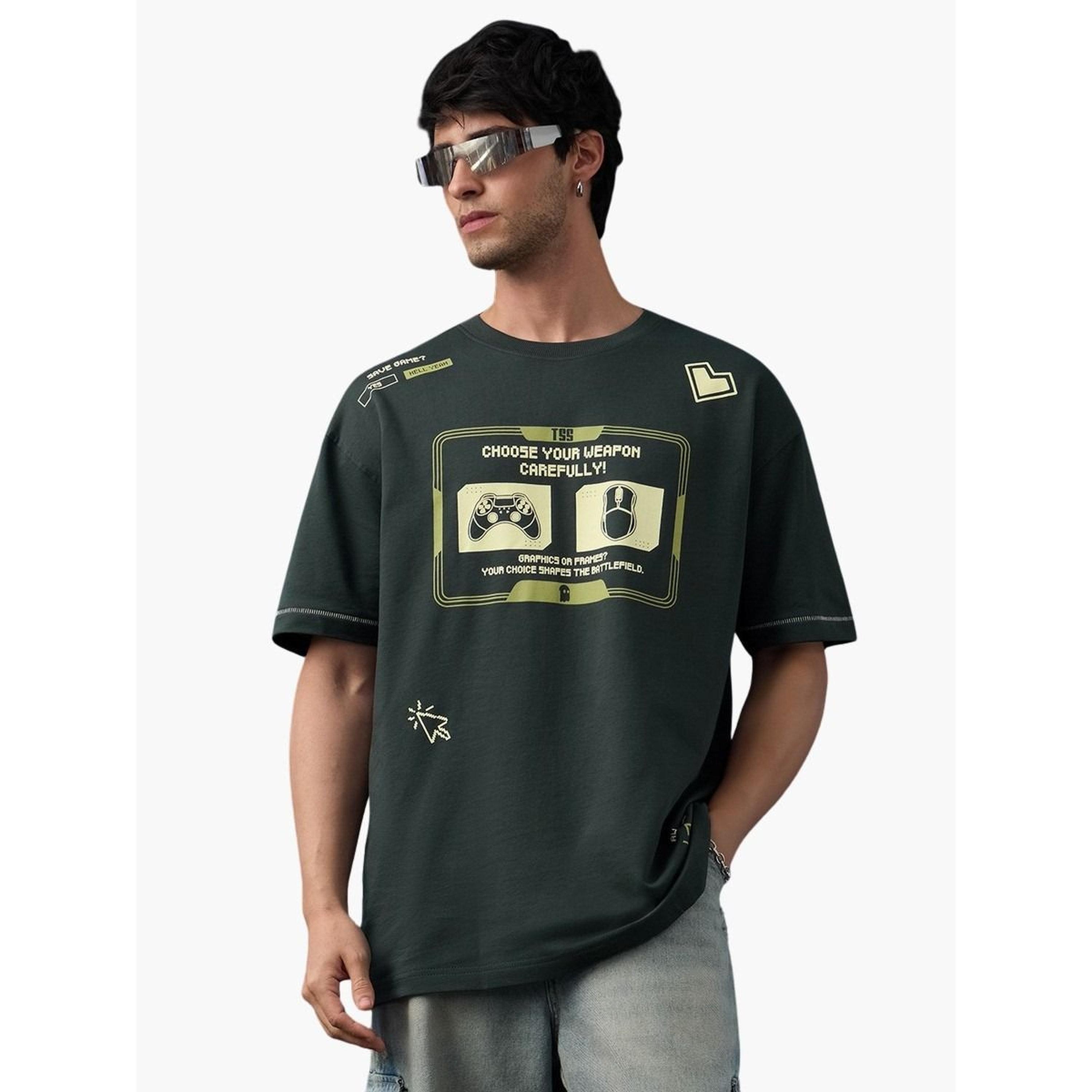The Souled Store X Styli Green Graphic Print Cotton Oversized T-Shirt-men-clothing-tshirtsandpolos-tshirts-image-1