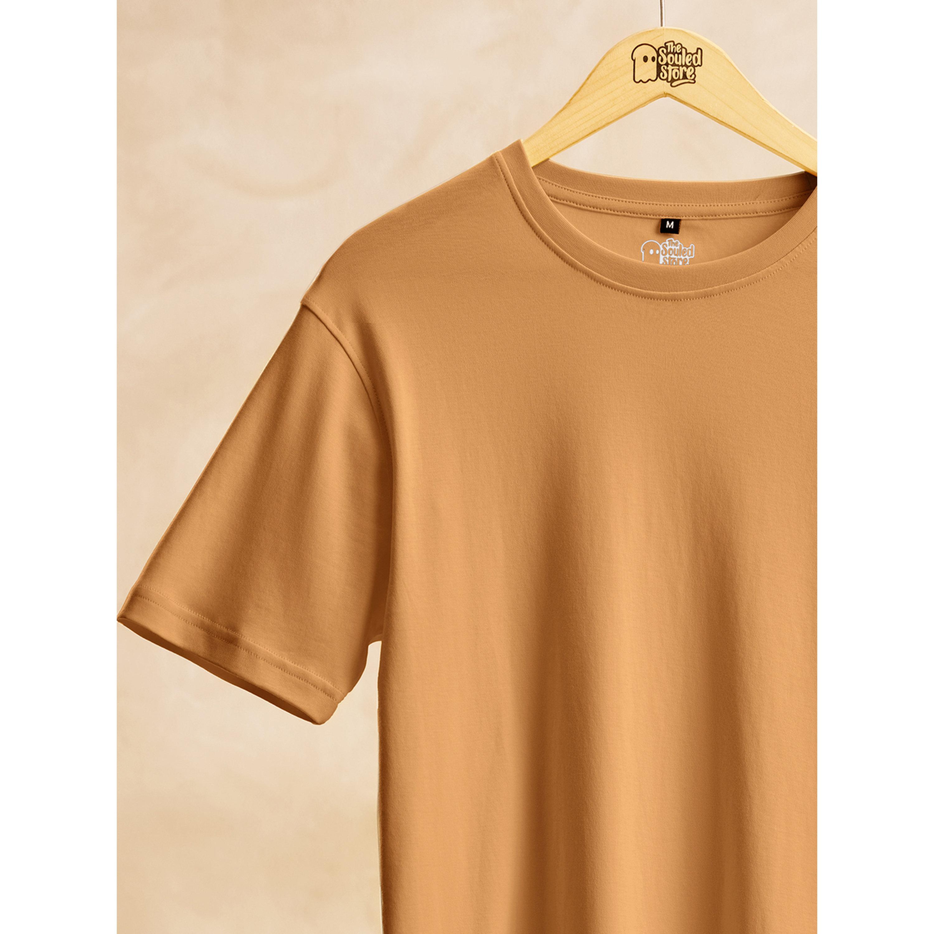 The Souled Store X Styli Men Tan Supima Cotton Round Neck T-Shirt-men-clothing-tshirtsandpolos-tshirts-image-4