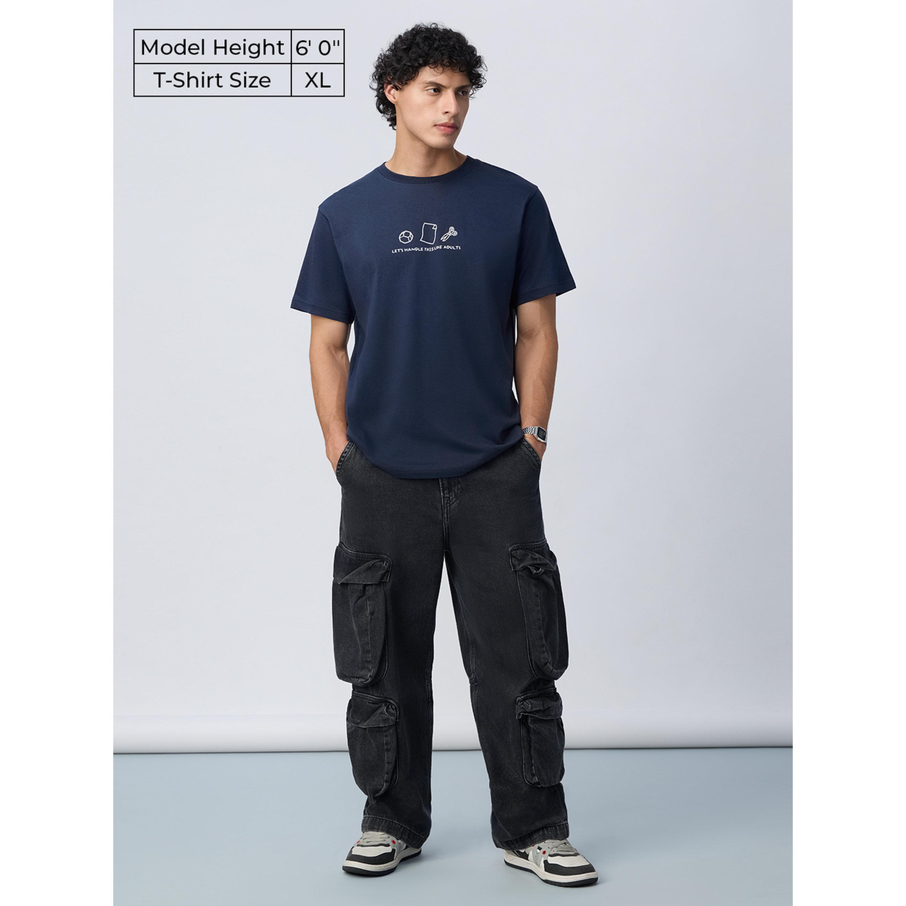 The Souled Store X Styli Men Navy Blue Relaxed Fit T-Shirt-men-clothing-tshirtsandpolos-tshirts-image-2