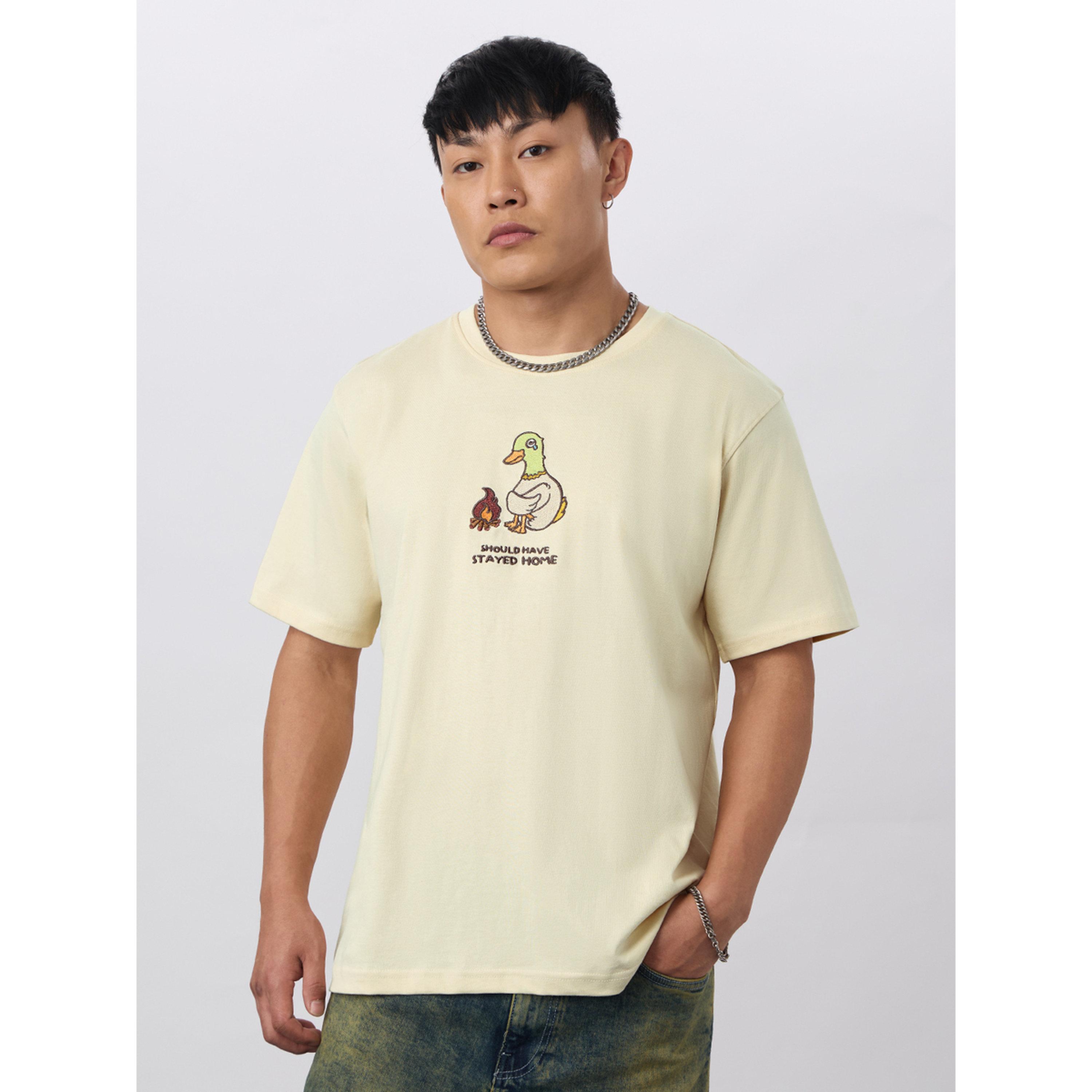 The Souled Store X Styli Men Cream Embroidered Relaxed Fit T-Shirt-men-clothing-tshirtsandpolos-tshirts-image-1