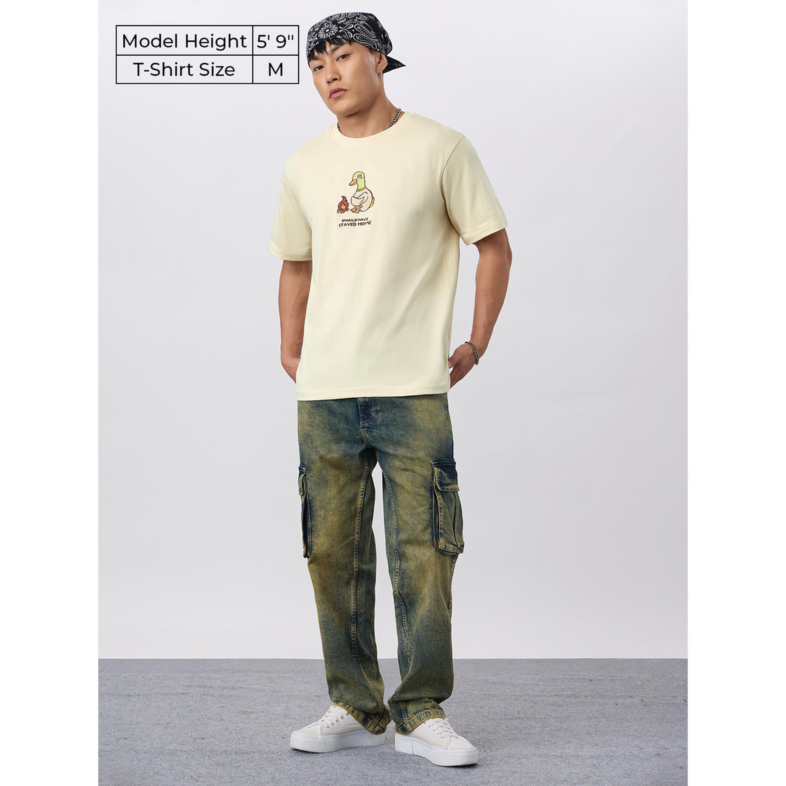 The Souled Store X Styli Men Cream Embroidered Relaxed Fit T-Shirt-men-clothing-tshirtsandpolos-tshirts-image-2