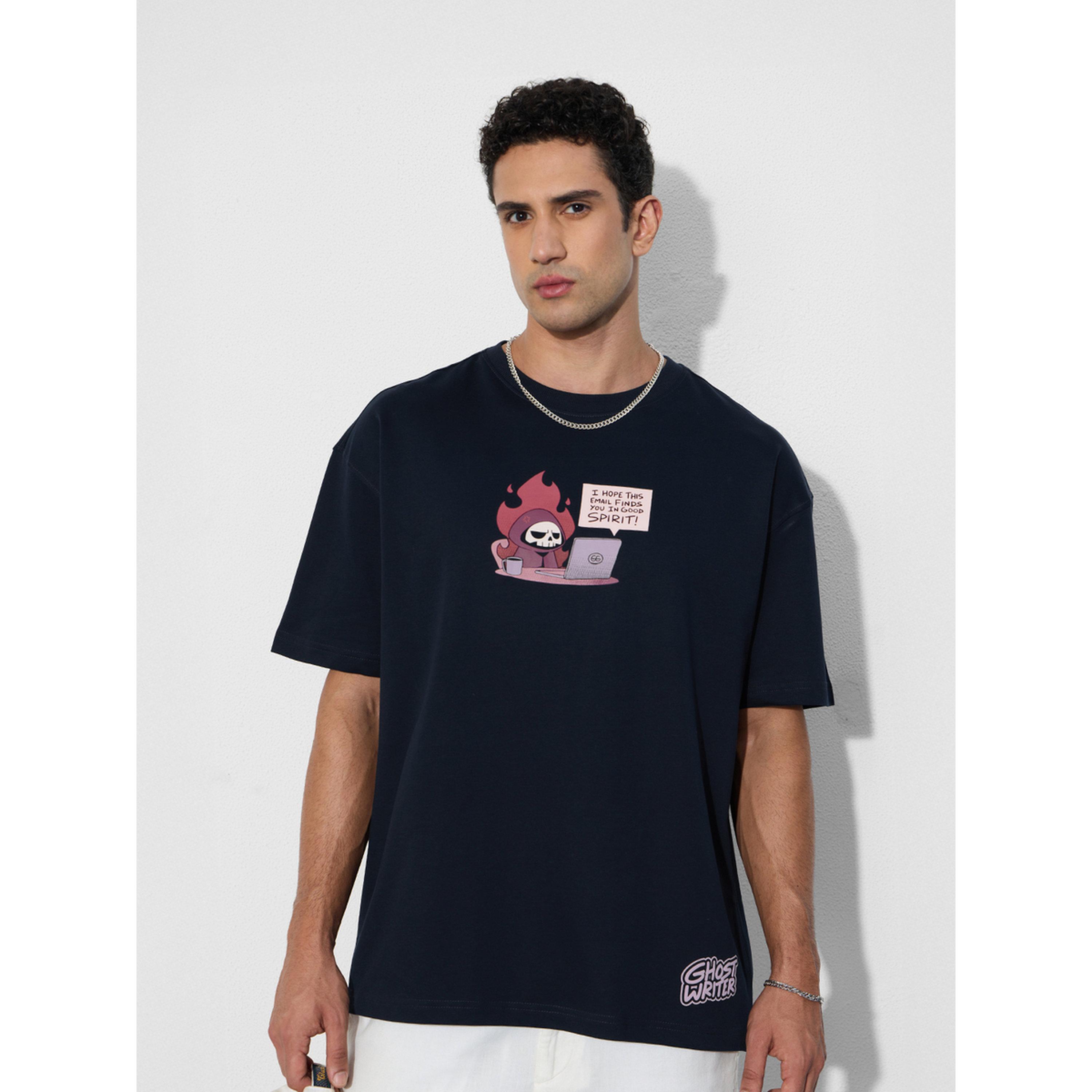 تيشيرت كحلي مقاس كبير بطبعة غوست رايتر للرجال-men-clothing-tshirtsandpolos-tshirts-image-1