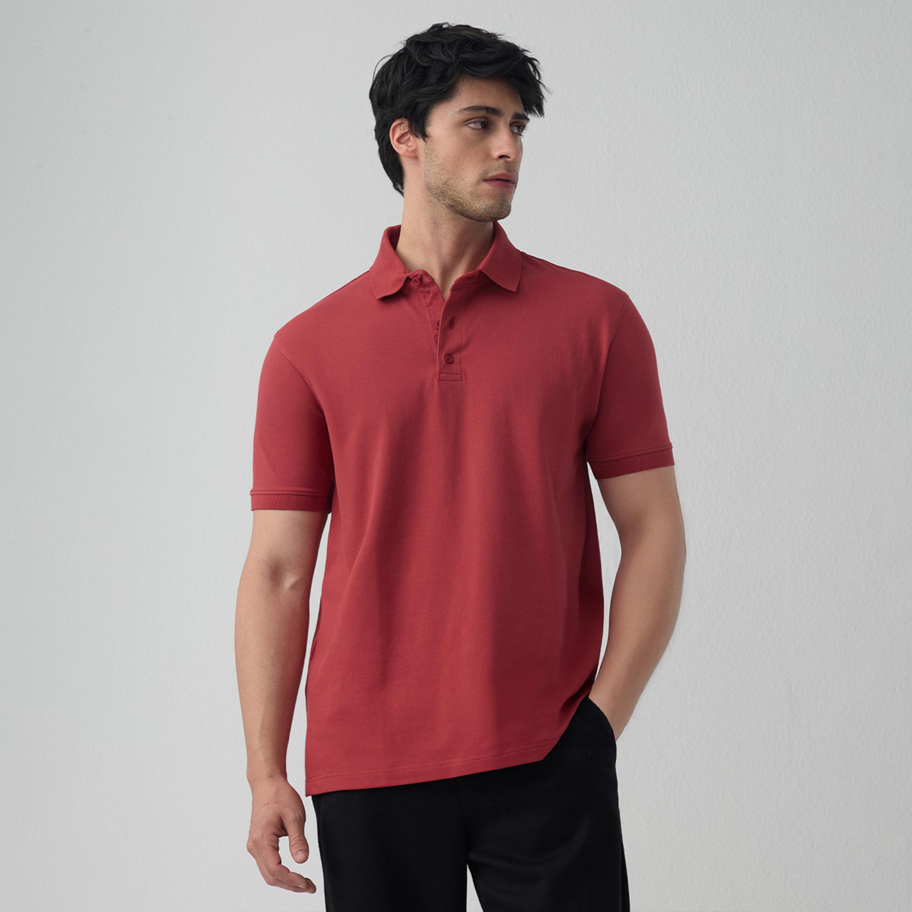 قميص بولو بأكمام قصيرة بمزيج القطن-men-clothing-tshirtsandpolos-polos-image-1