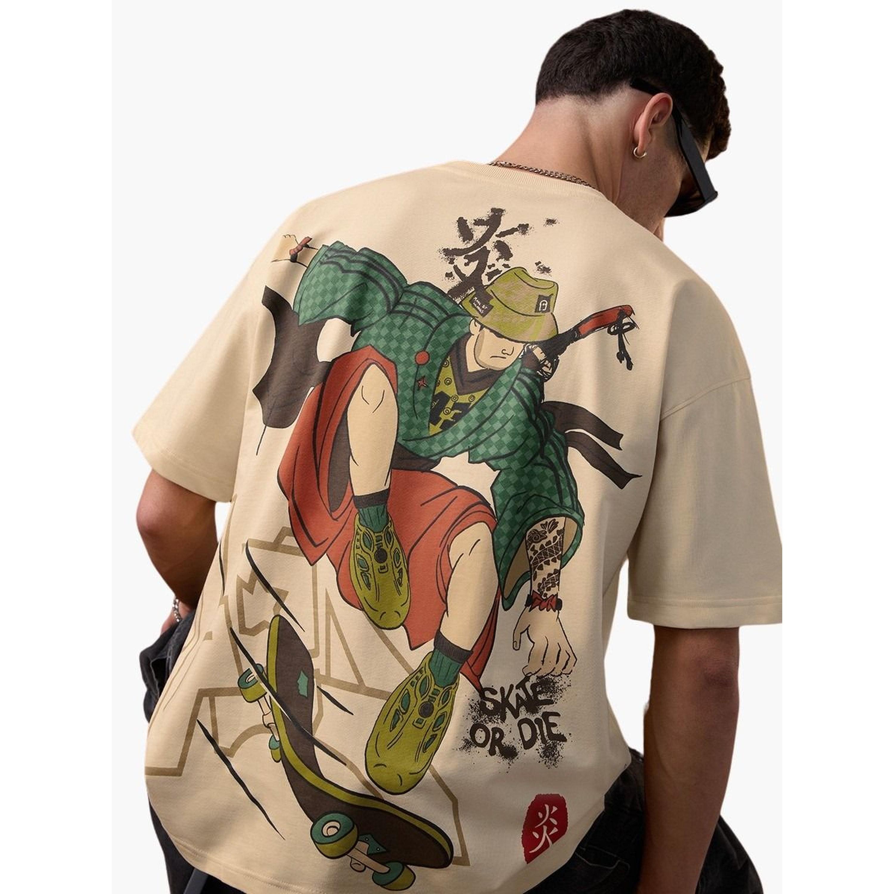 The Souled Store X Styli Men Beige Ukiyo Skater Oversized T-Shirt-men-clothing-tshirtsandpolos-tshirts-image-6
