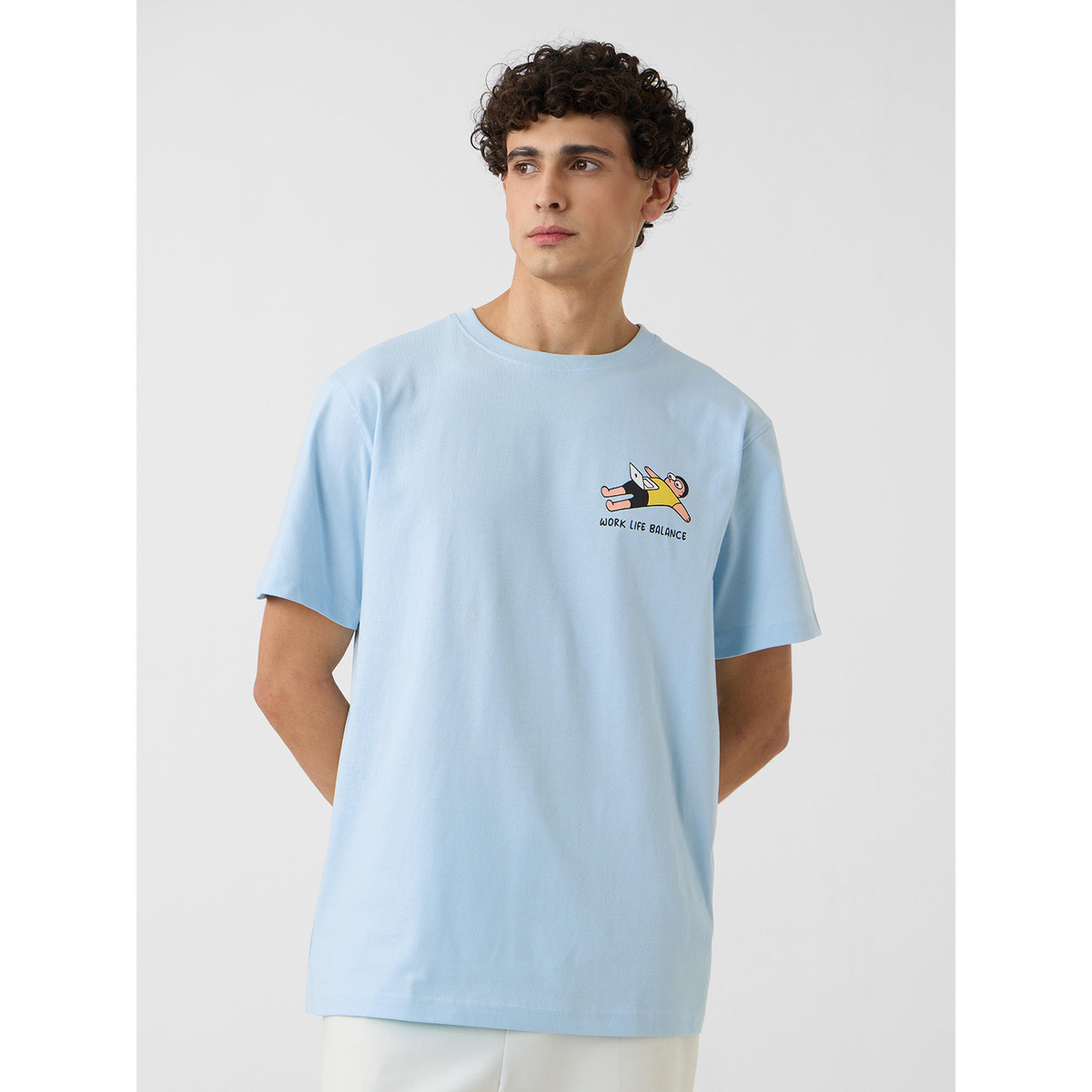 The Souled Store X Styli Men Blue Printed Oversized T-Shirt-men-clothing-tshirtsandpolos-tshirts-image-1