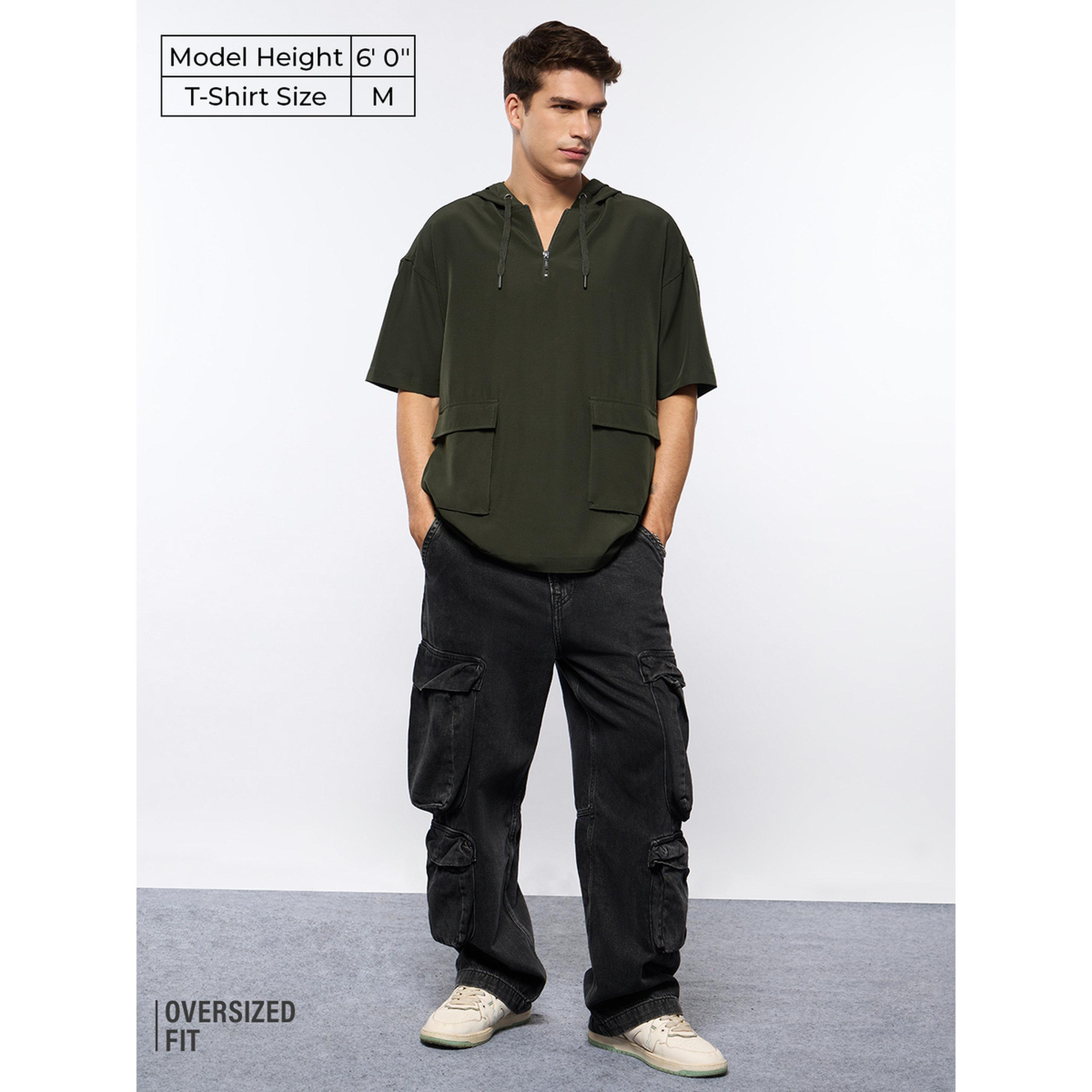 The Souled Store X Styli Olive Oversized Cotton Hooded T-Shirt-men-clothing-tshirtsandpolos-tshirts-image-2