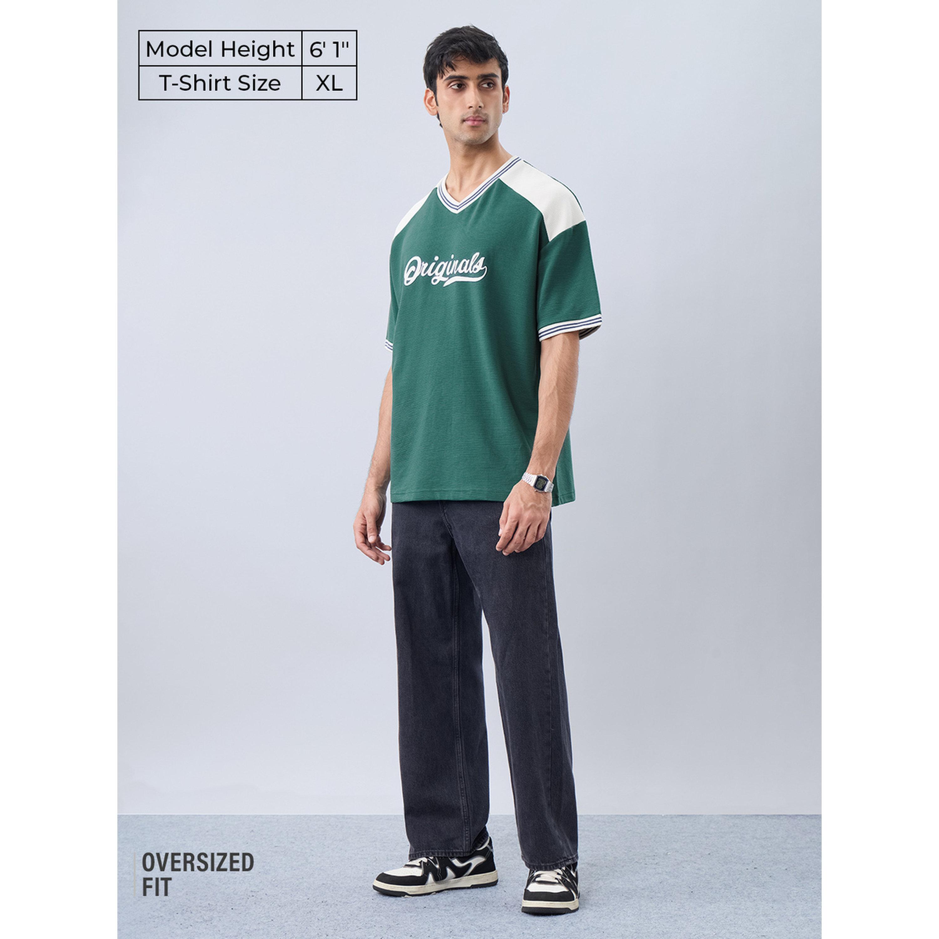 The Souled Store X Styli Green Oversized Ribbed T-Shirt-men-clothing-tshirtsandpolos-tshirts-image-2