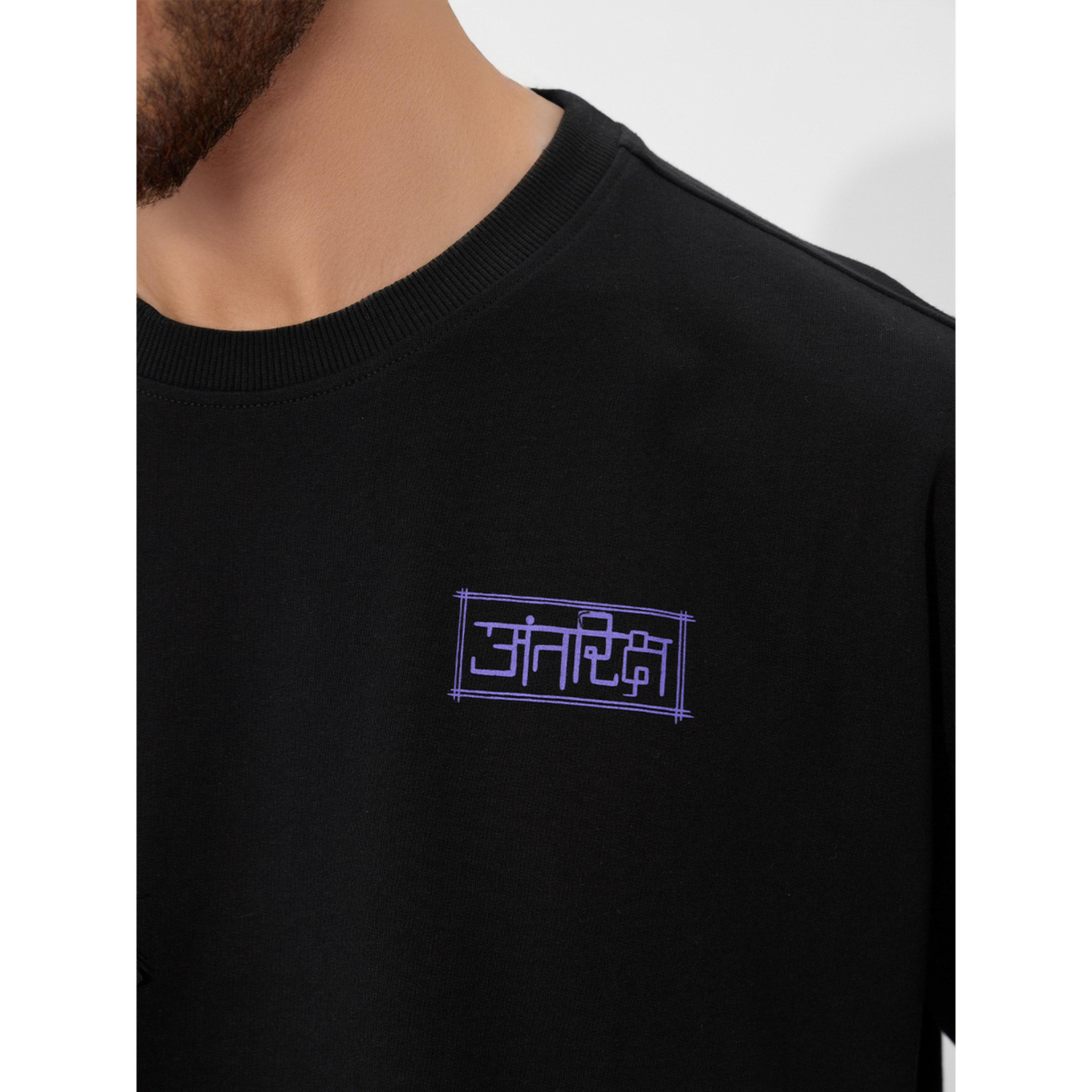 The Souled Store X Styli Black Patch Detail Cotton Oversized T-Shirt-men-clothing-tshirtsandpolos-tshirts-image-5