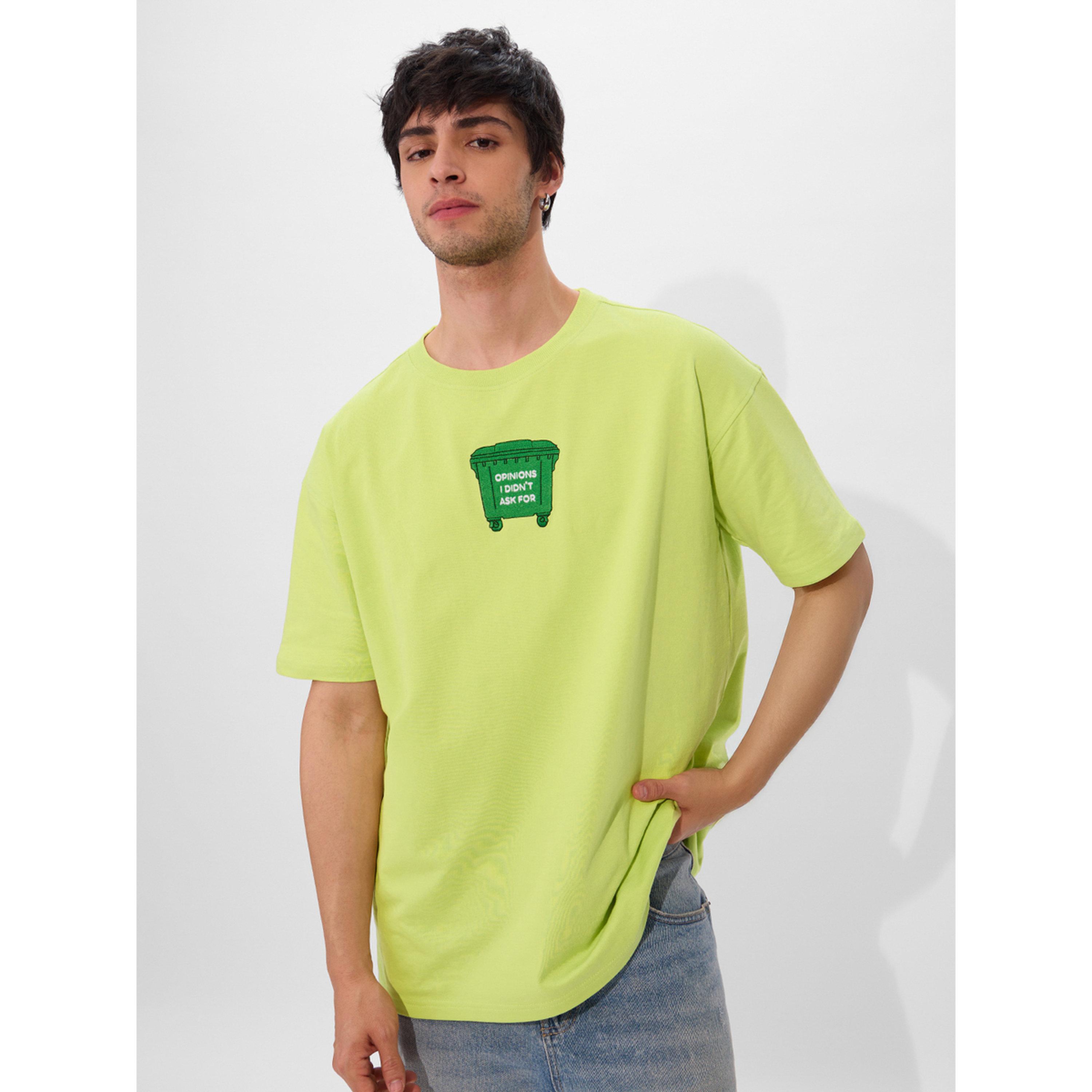 The Souled Store X Styli Green Embroidery Detail Oversized T-Shirt-men-clothing-tshirtsandpolos-tshirts-image-1