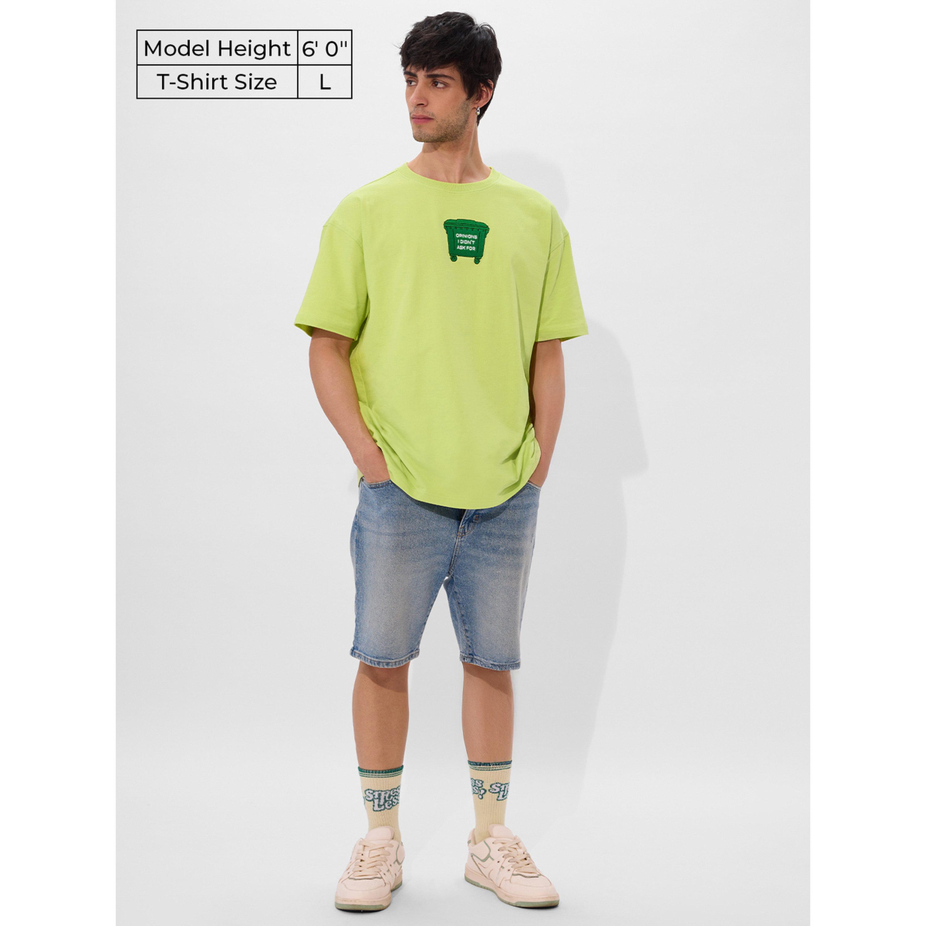 The Souled Store X Styli Green Embroidery Detail Oversized T-Shirt-men-clothing-tshirtsandpolos-tshirts-image-2